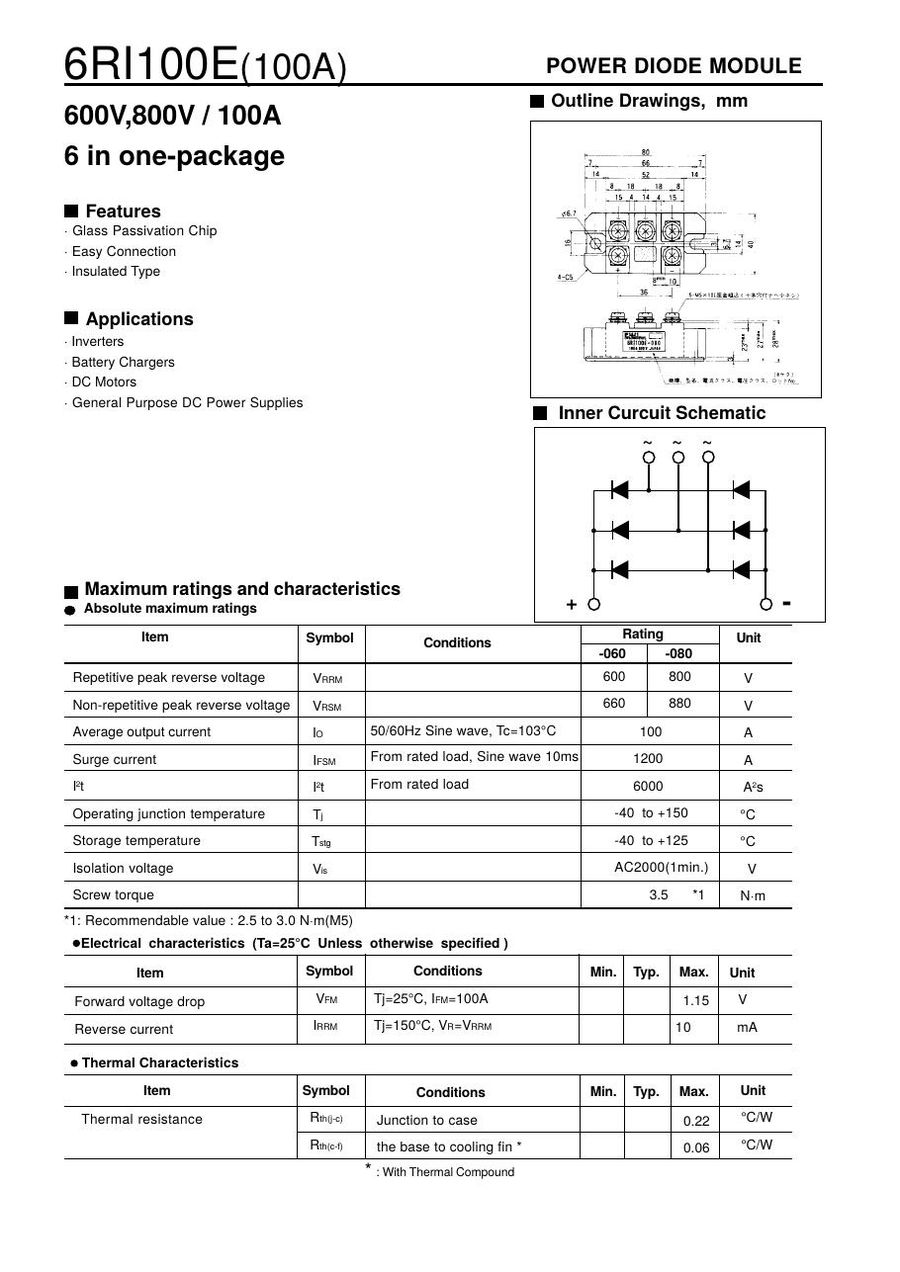 6RI100E-060 Fuji Electric IGBT Modules