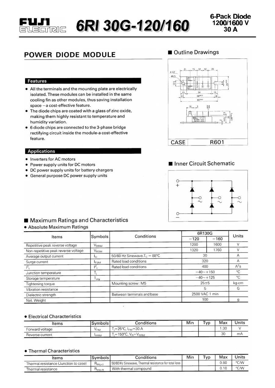 6RI30G-120 Fuji Electric Bridge Rectifiers