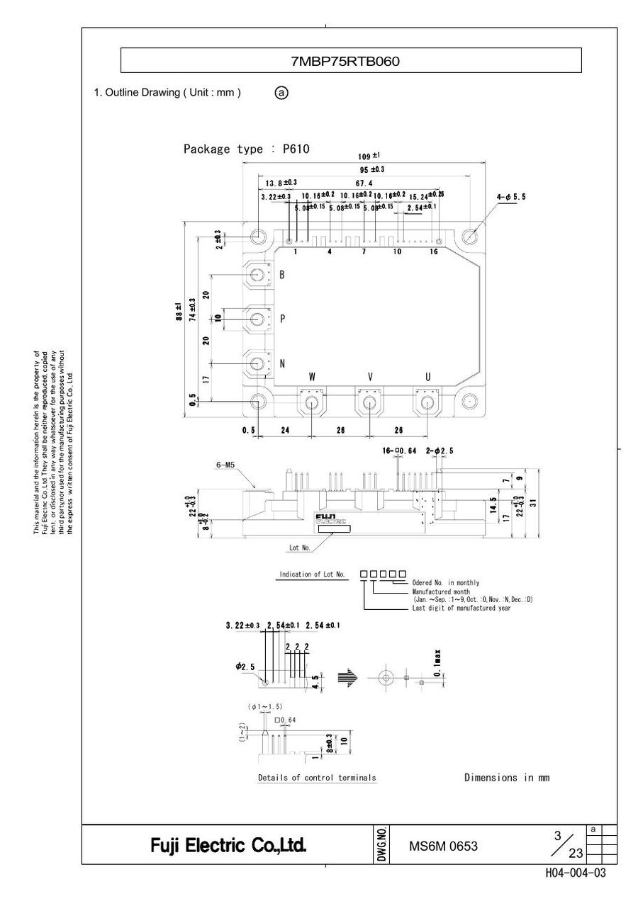 7MBP75RTB060 Fuji Electric Intelligent Power Modules (IPM)