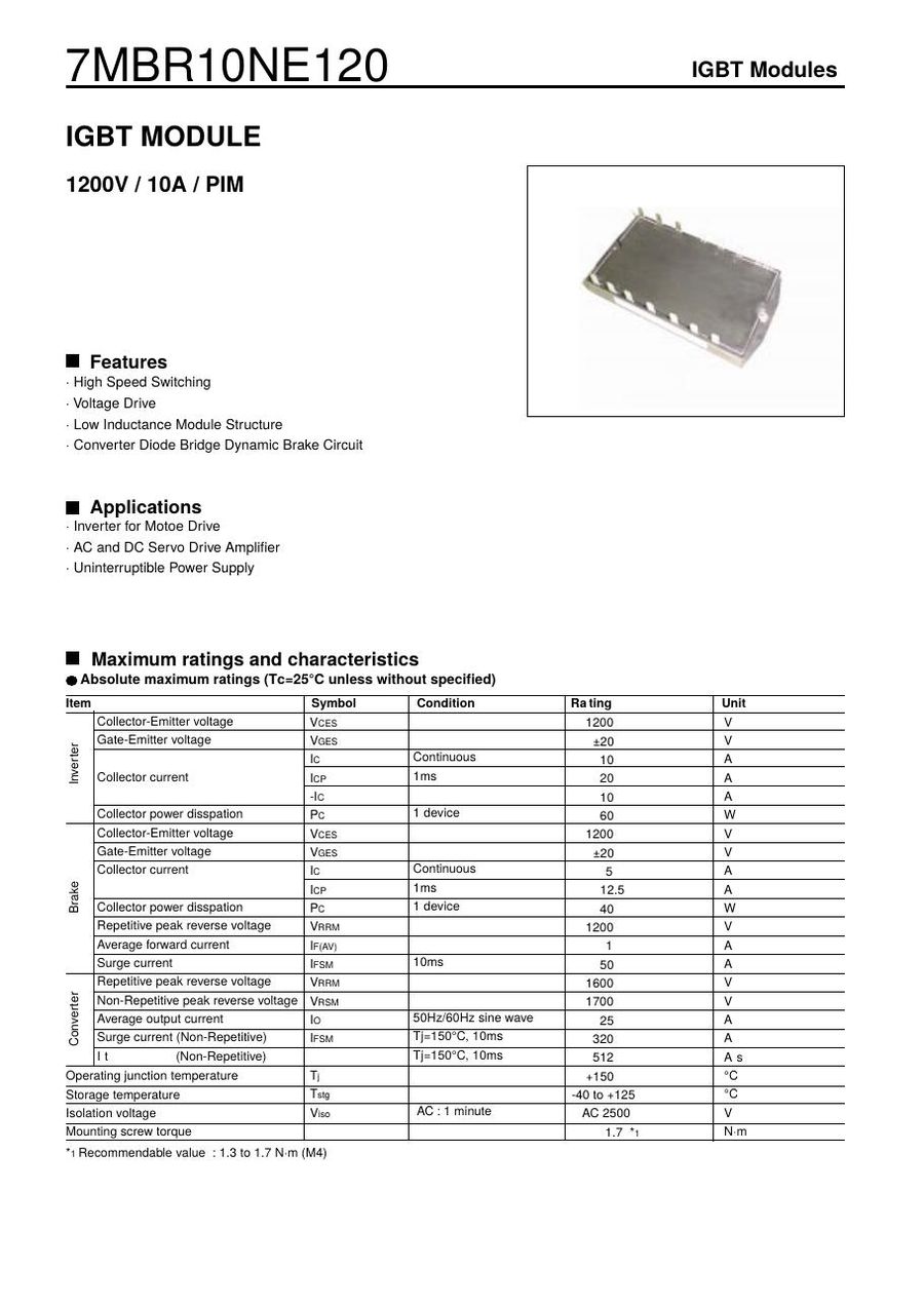 7MBR10NE-120 Fuji Electric IGBT Modules