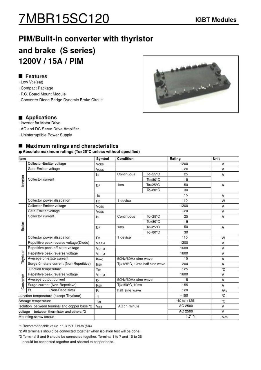 7MBR10SC120 Fuji Electric IGBT Module