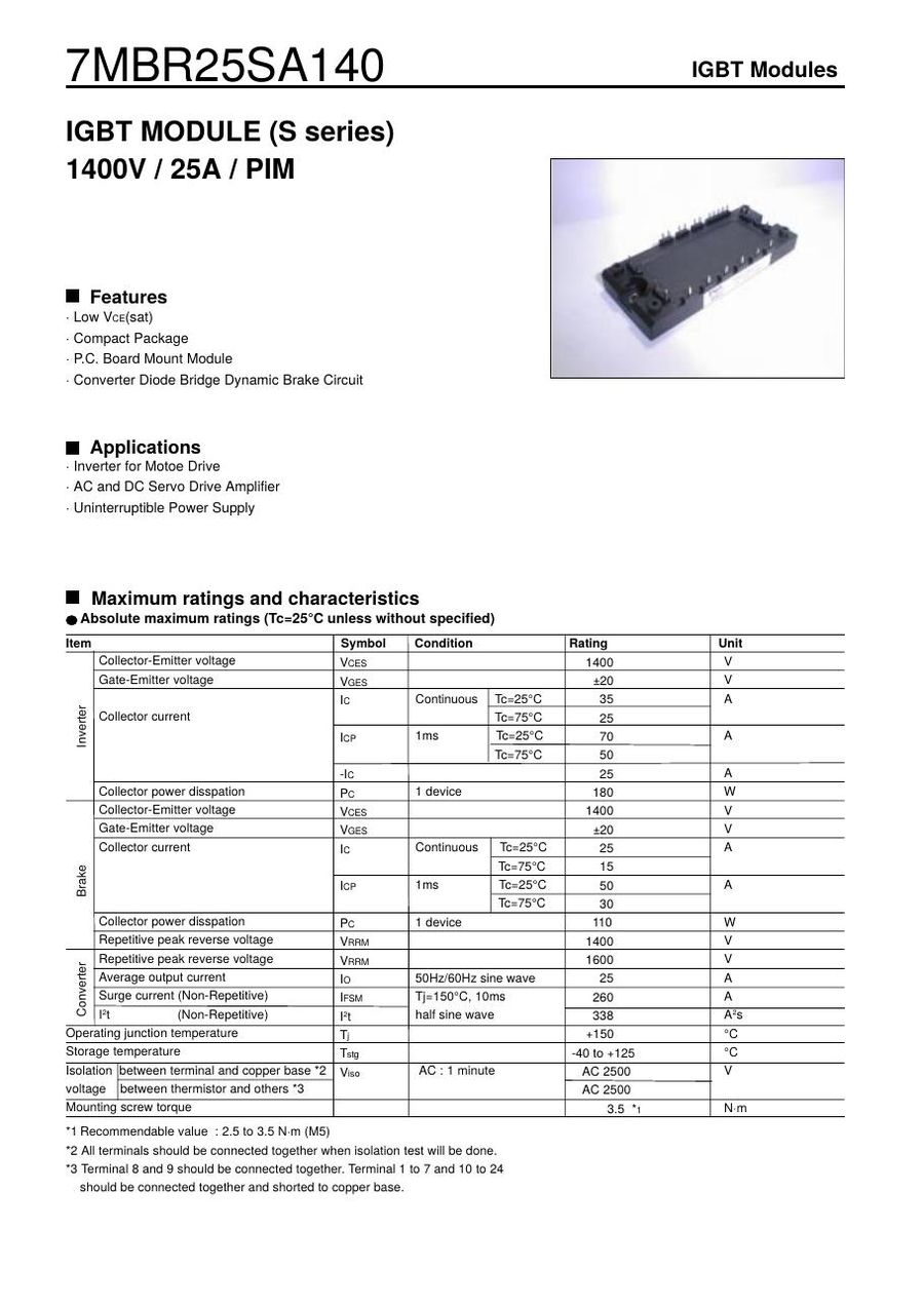 7MBR25SA140-01 Fuji Electric IGBT Modules