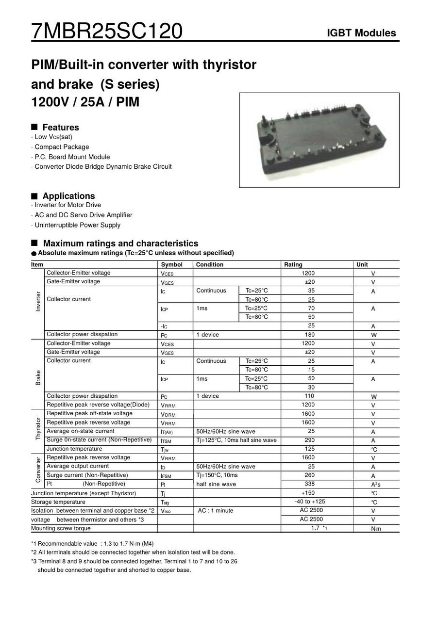 7MBR25SC120 Fuji Electric IGBT Modules