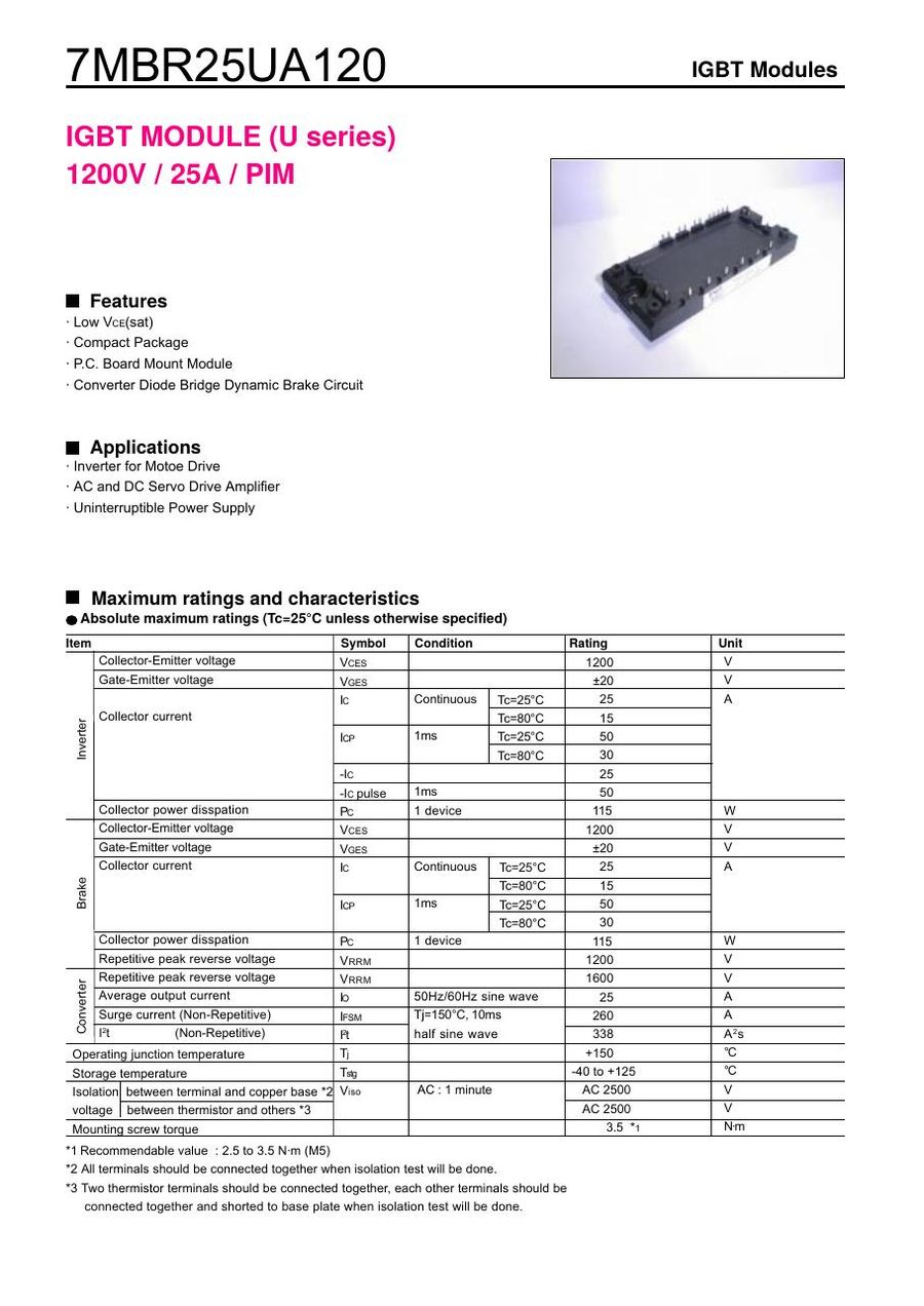 7MBR25UA120-50 Fuji Electric IGBT Modules