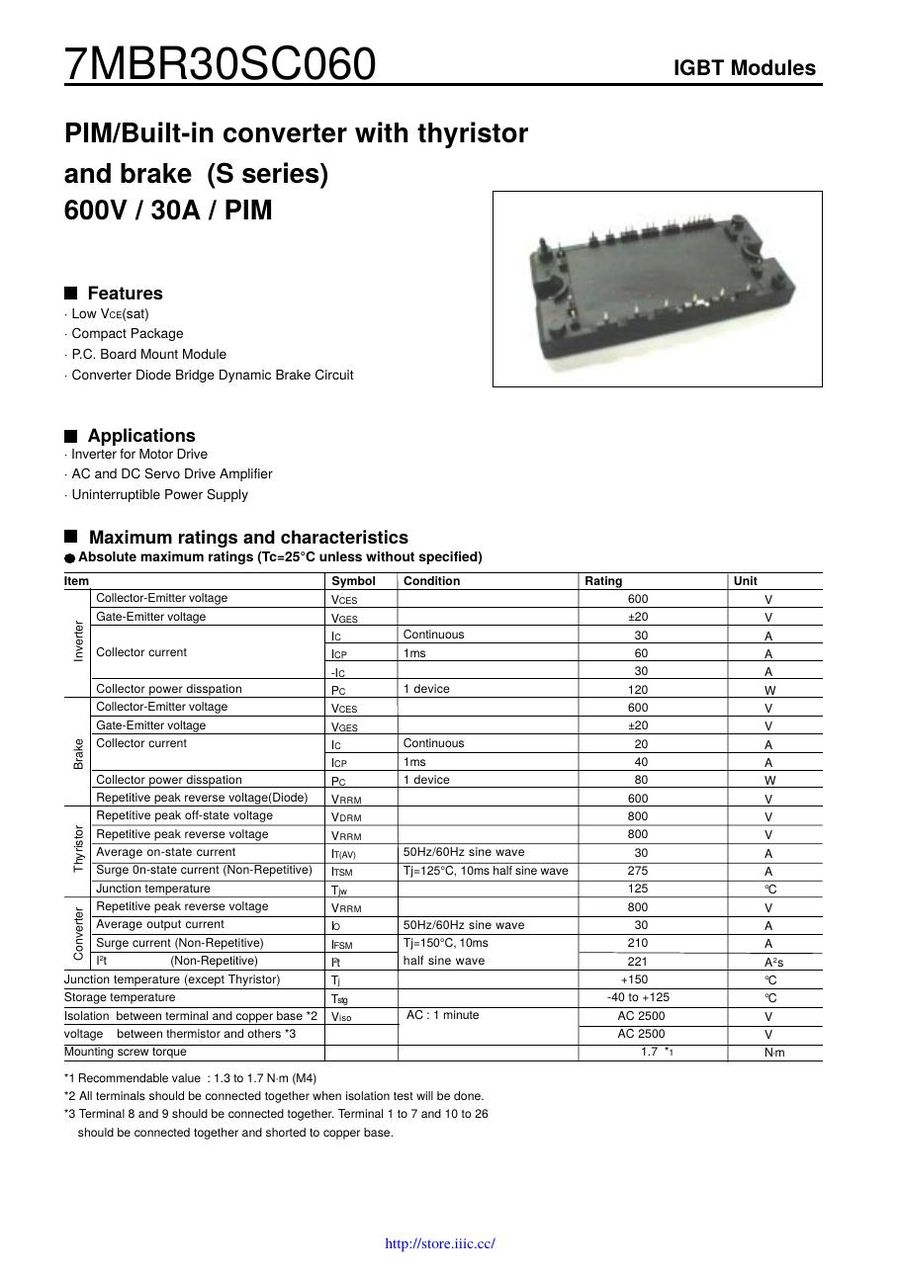 7MBR30JC060 Fuji Electric IGBT Modules