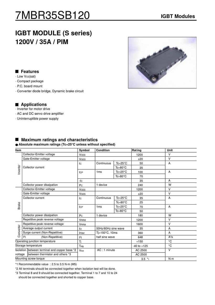 7MBR35SB-120 Fuji Electric IGBT Modules