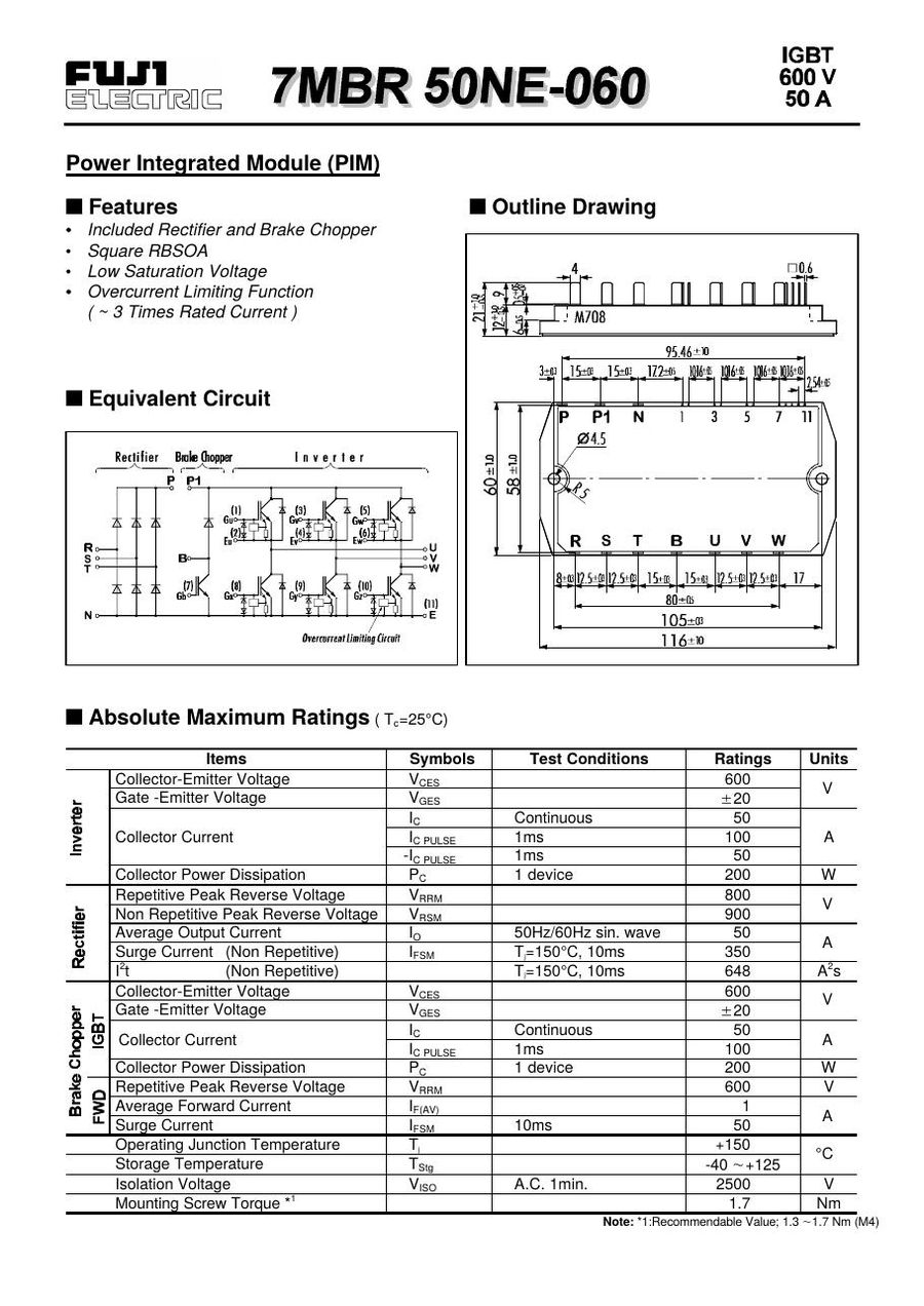 7MBR50NE-060, Fuji, IGBT Power Module  