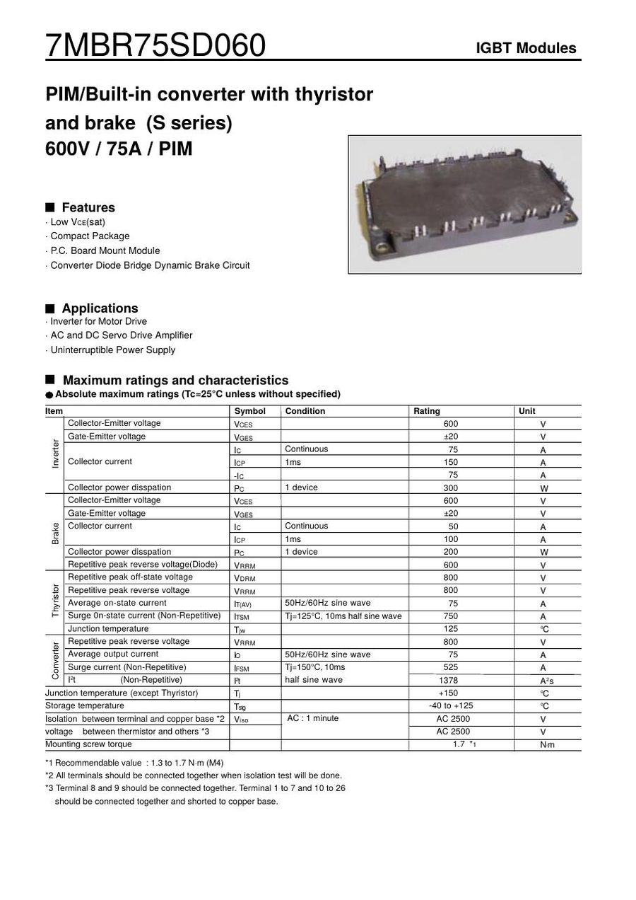 7MBR75SD060 Fuji Electric IGBT Modules