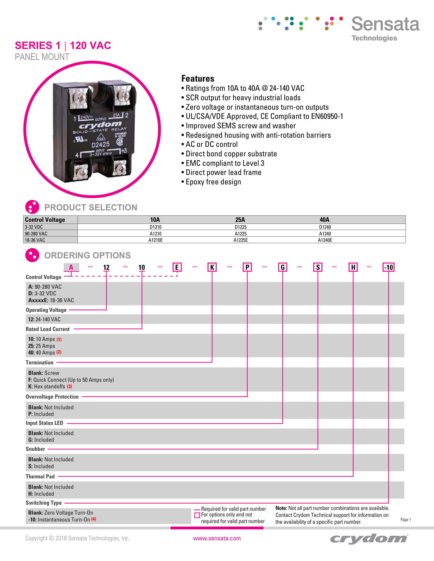 A1240E Crydom Solid State Relays & I/O Modules