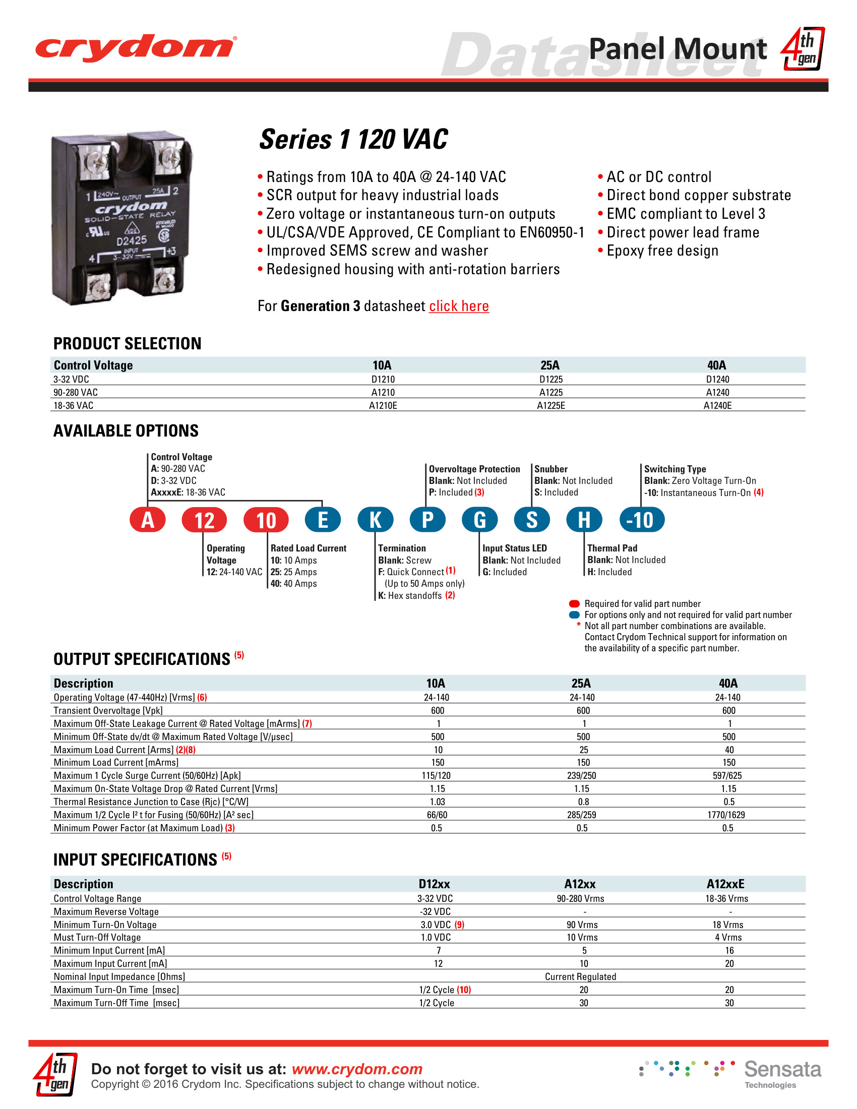 A1240F Crydom Solid State Relays & I/O Modules