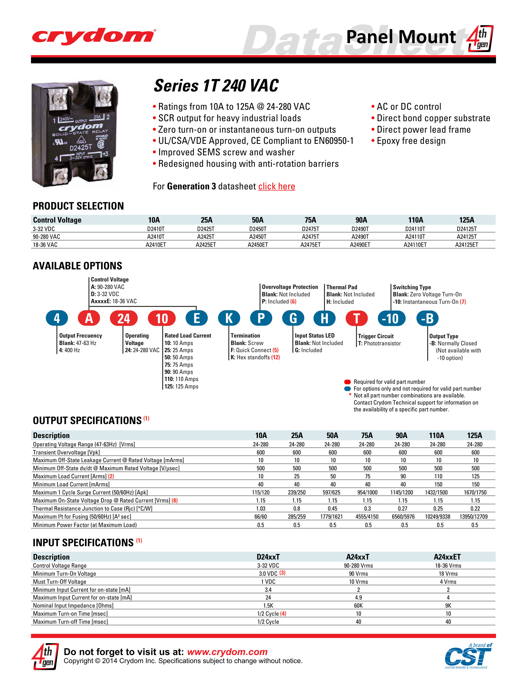 A2425-TP Crydom Solid State Relays & I/O Modules