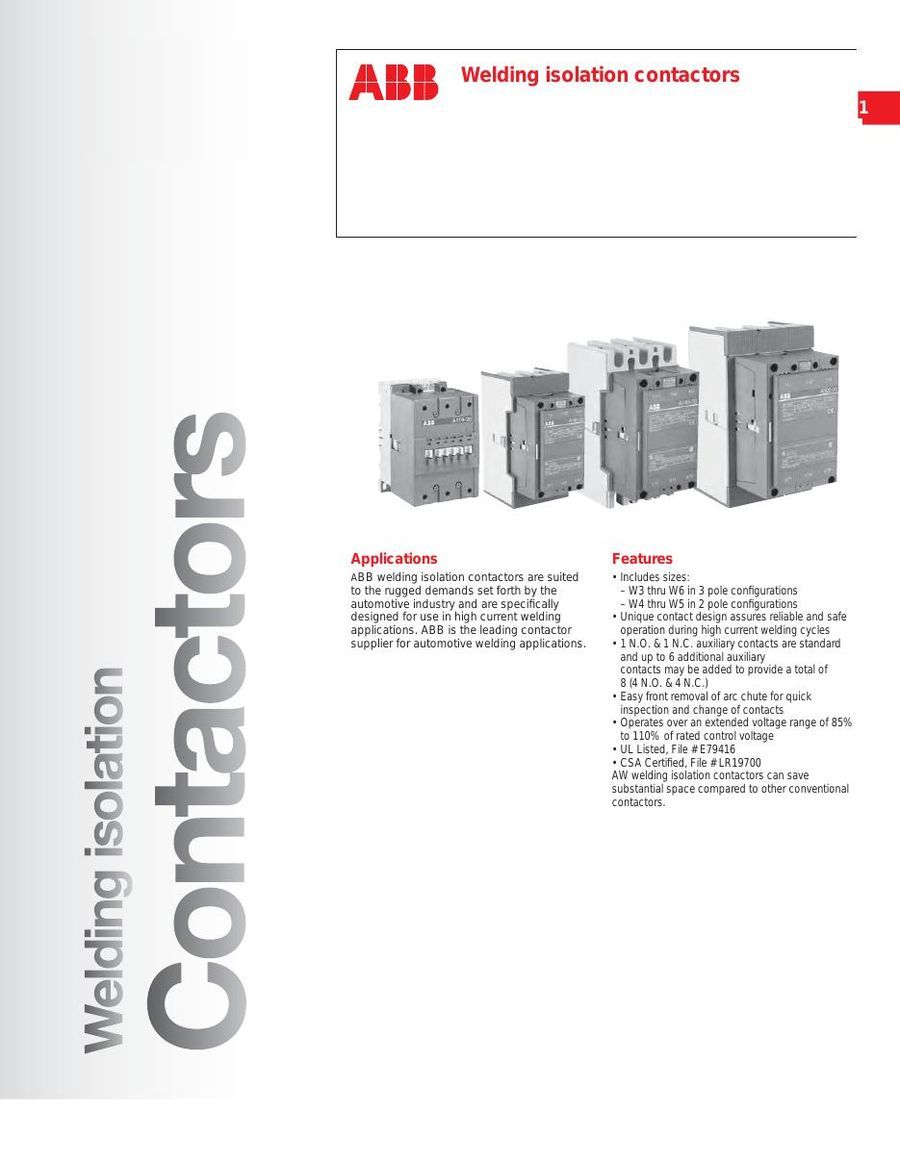 A300W-20-110V, ABB, 3-phase Contactor