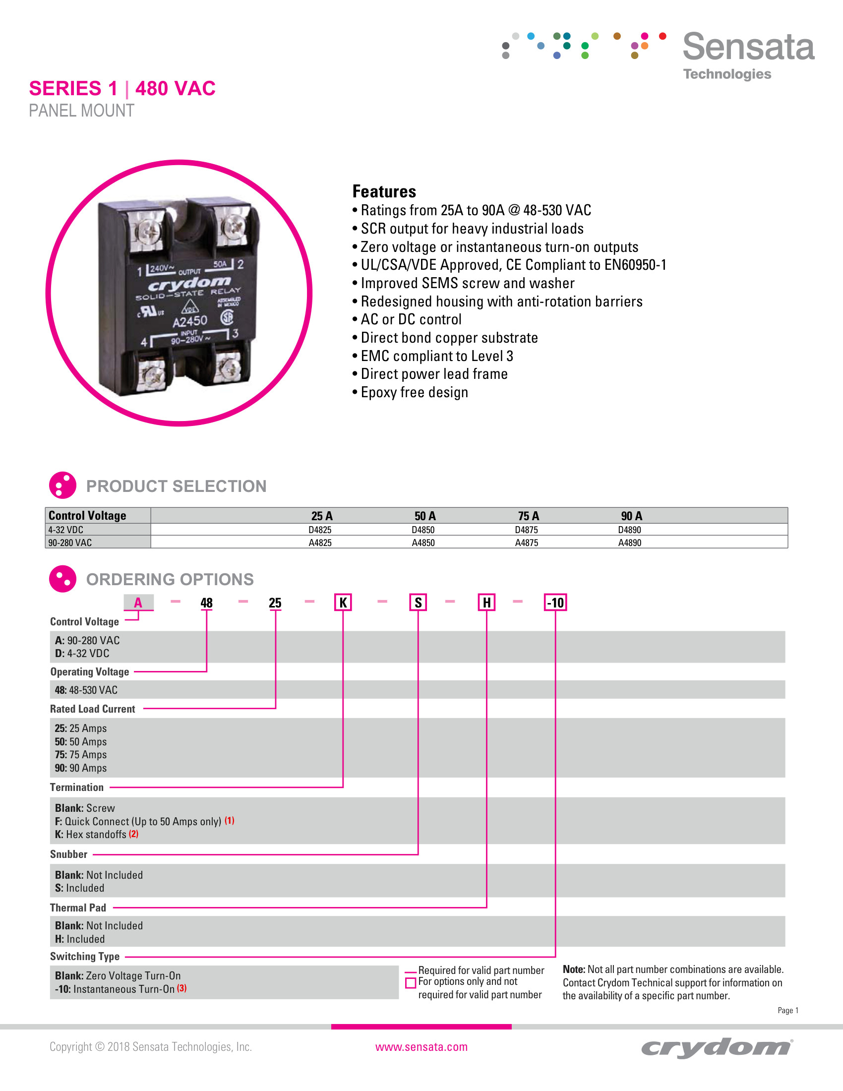 A4825-10 Crydom Solid State Relays & I/O Modules
