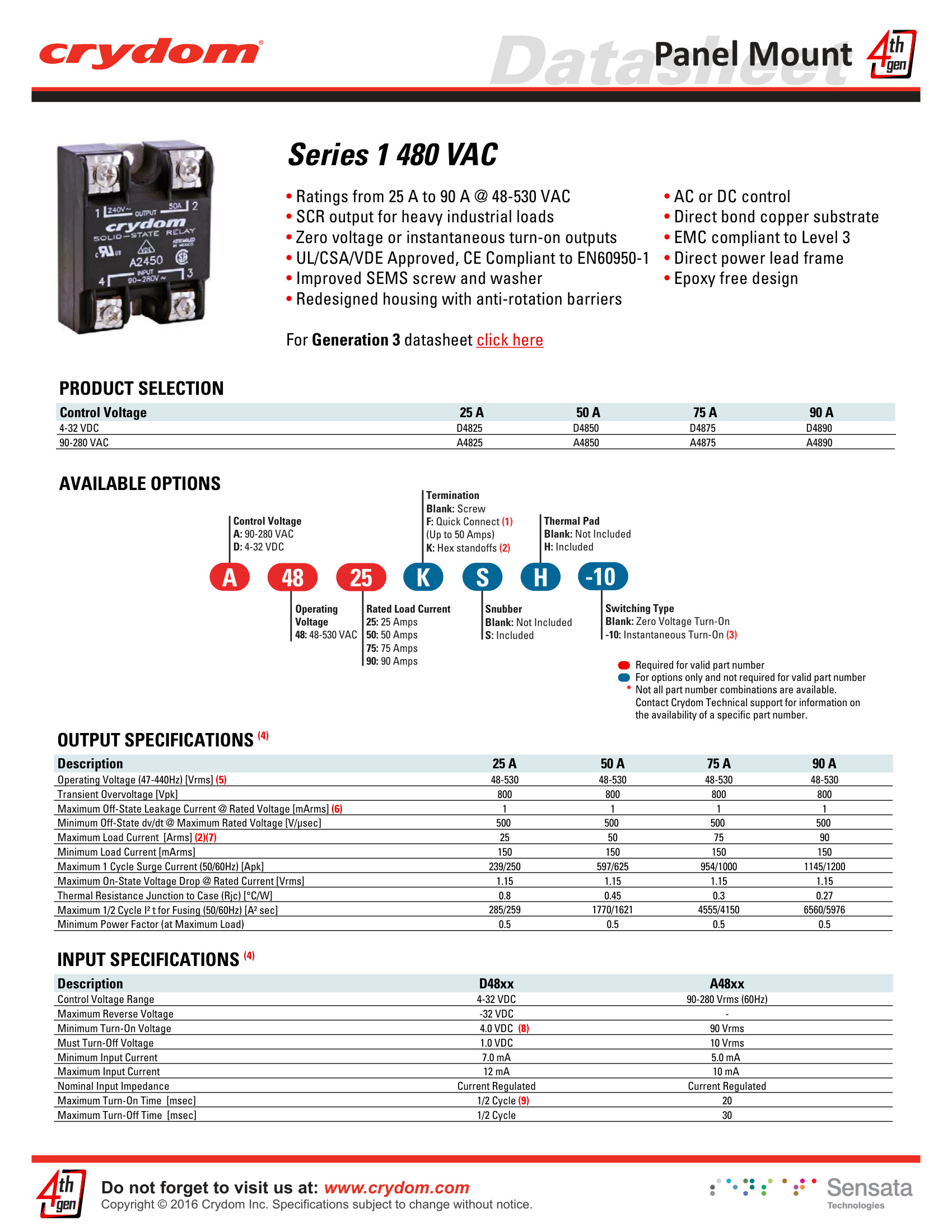 A4875-10 Crydom Solid State Relays & I/O Modules