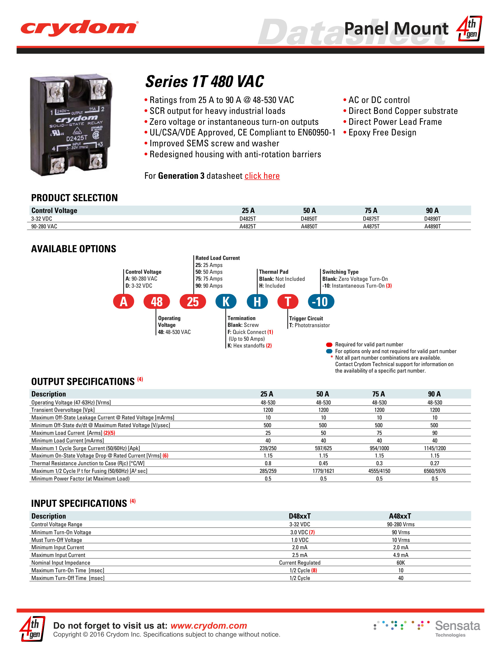 A4890-TP Crydom Solid State Relays & I/O Modules
