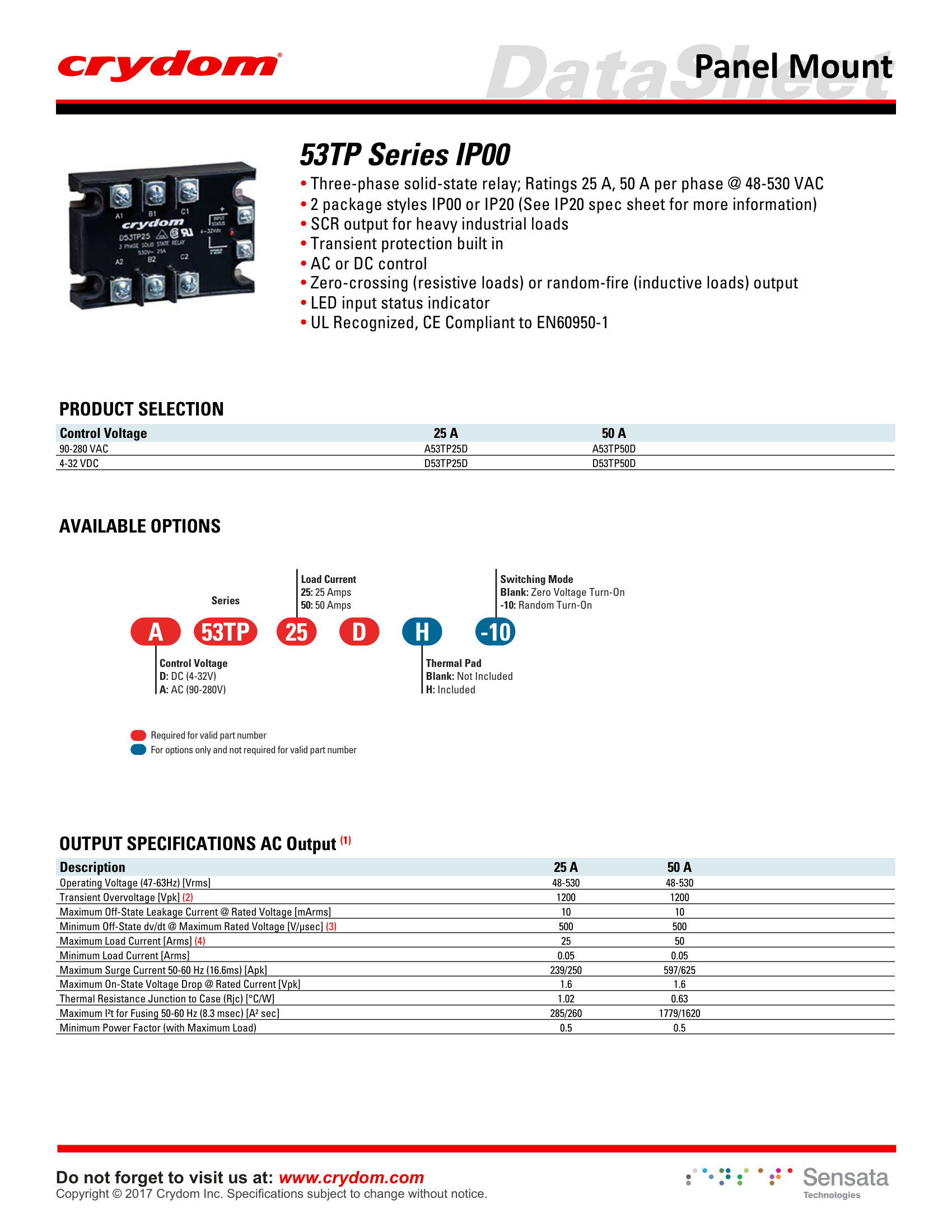A53TP25D-10 Crydom Solid State Relays & I/O Modules