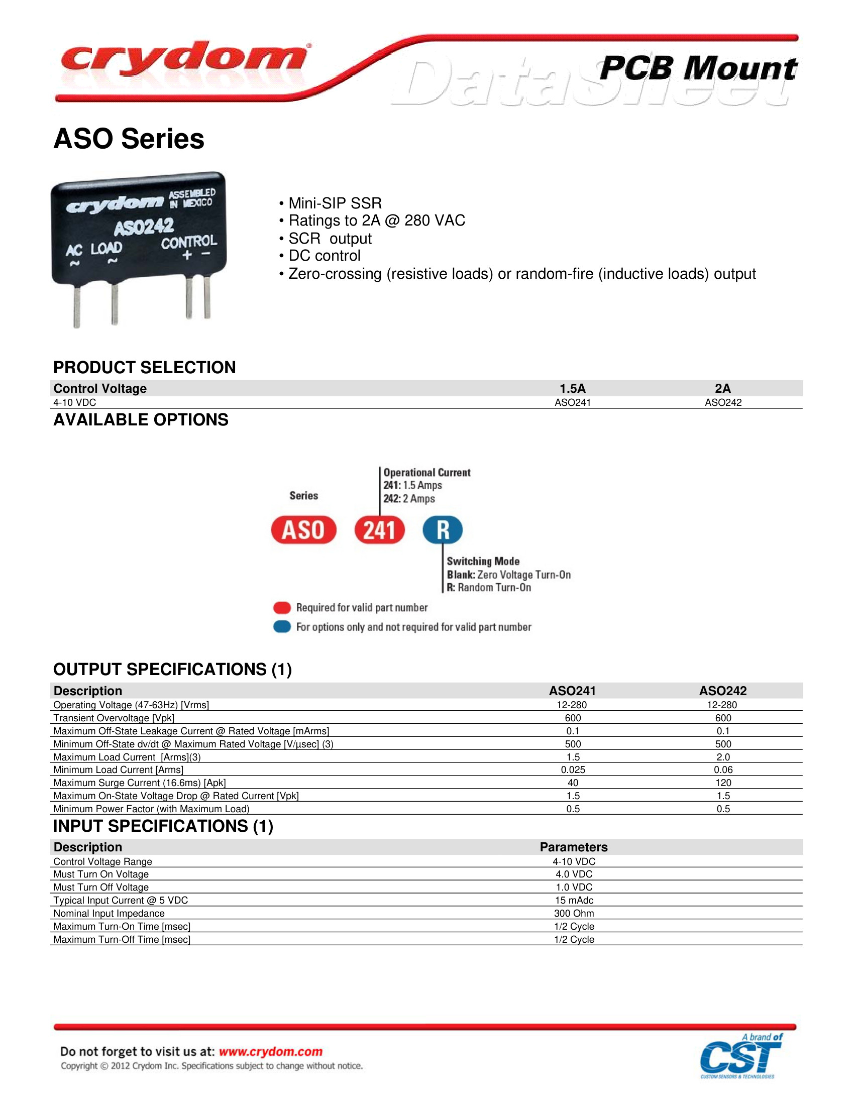 ASO242 Crydom Solid State Relays & I/O Modules