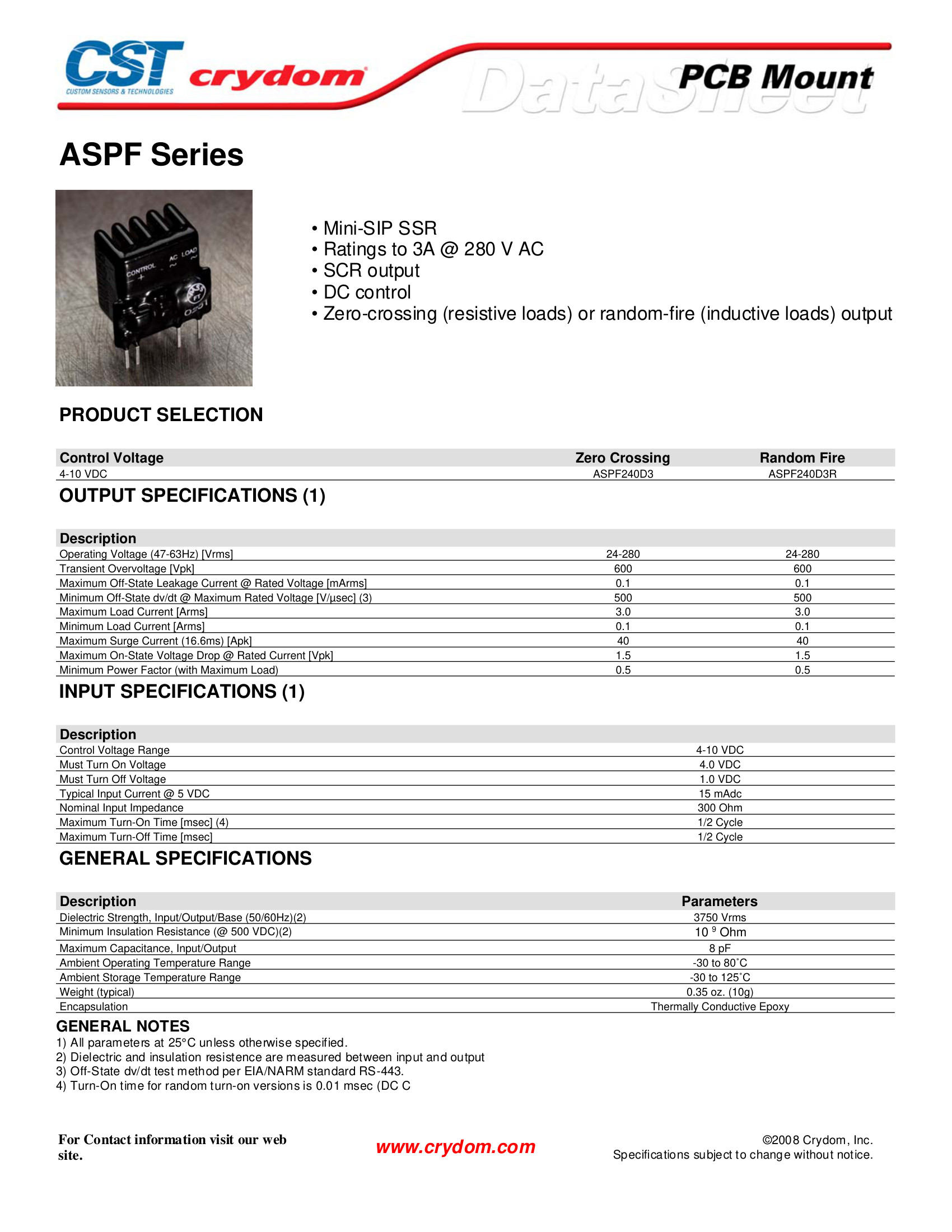 ASPF240D3 Crydom Solid State Relays & I/O Modules