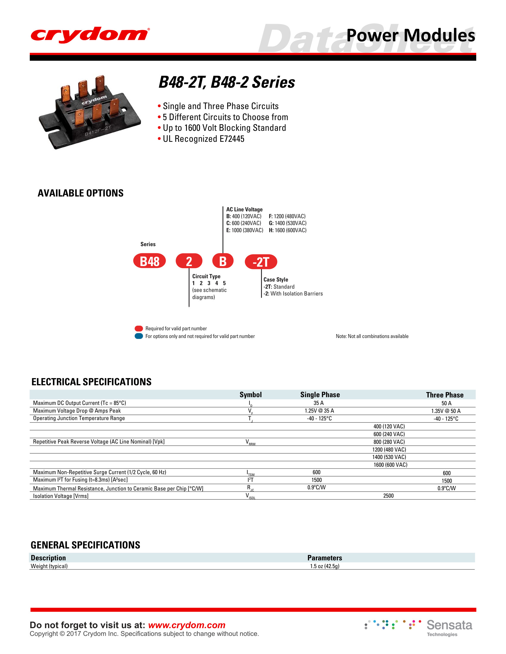B412F-2 Crydom Solid State Relays & I/O Modules