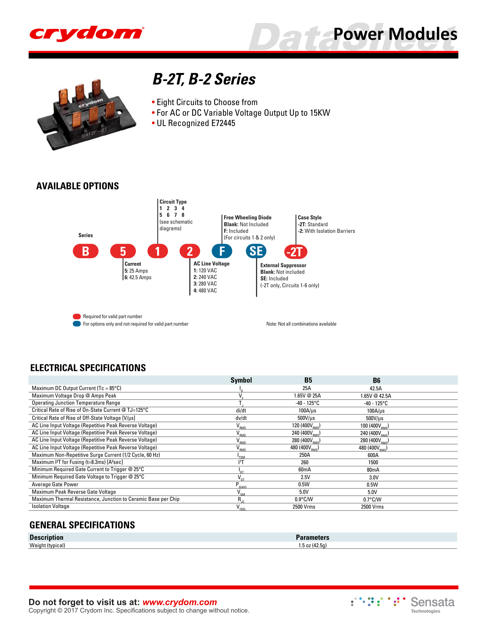 B522F2T Crydom Solid State Relays & I/O Modules
