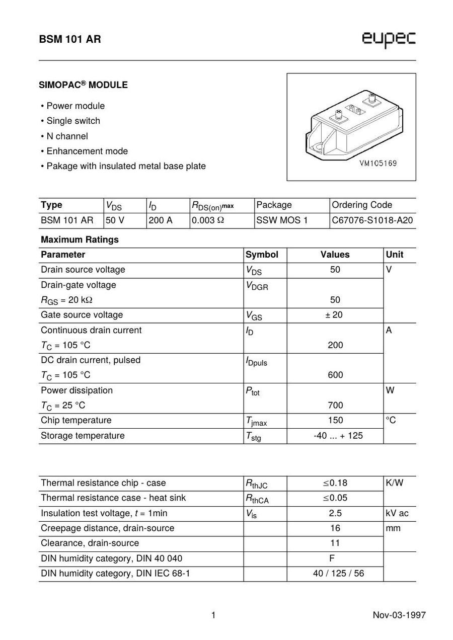 BSM101AR Infineon (Eupec) IGBT Modules