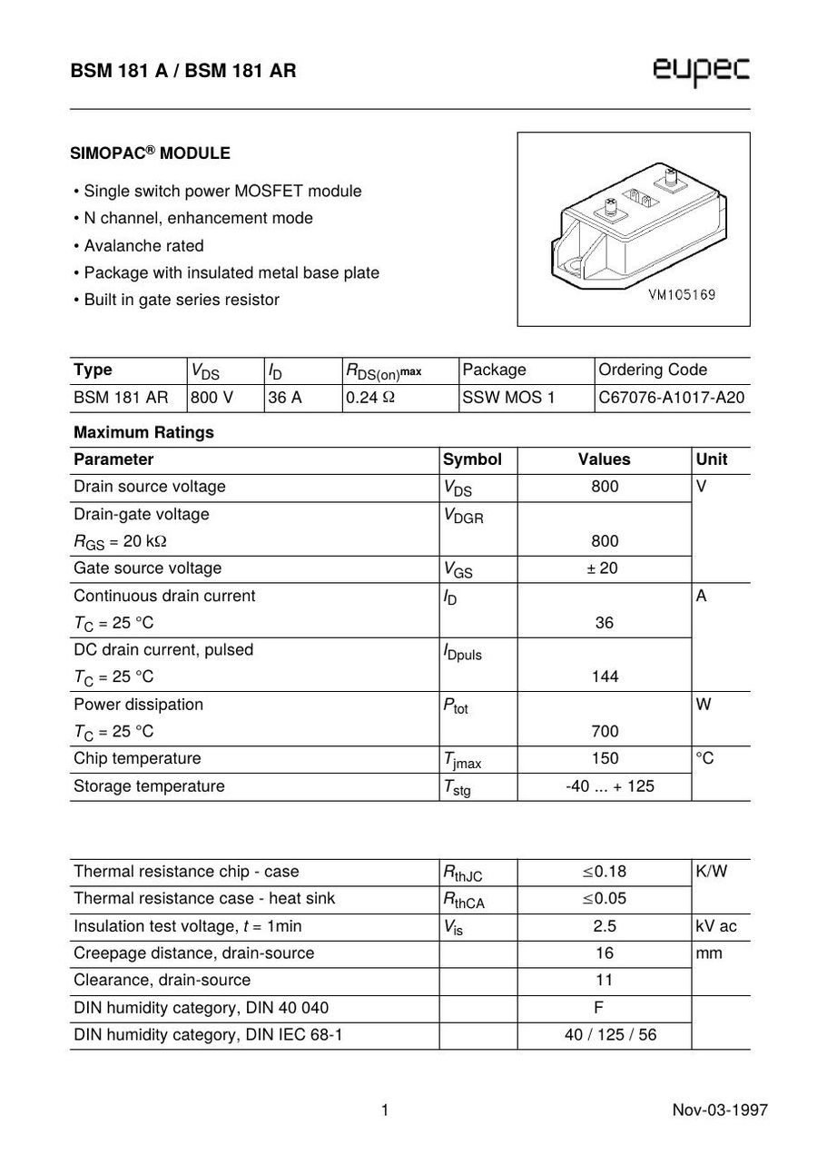 BSM181AR IGBT from Eupec Infineon