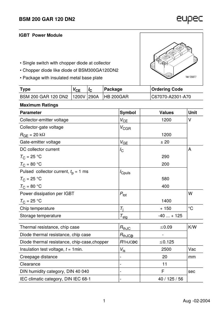 BSM200GAR120DN2 Infineon (Eupec) IGBT Modules