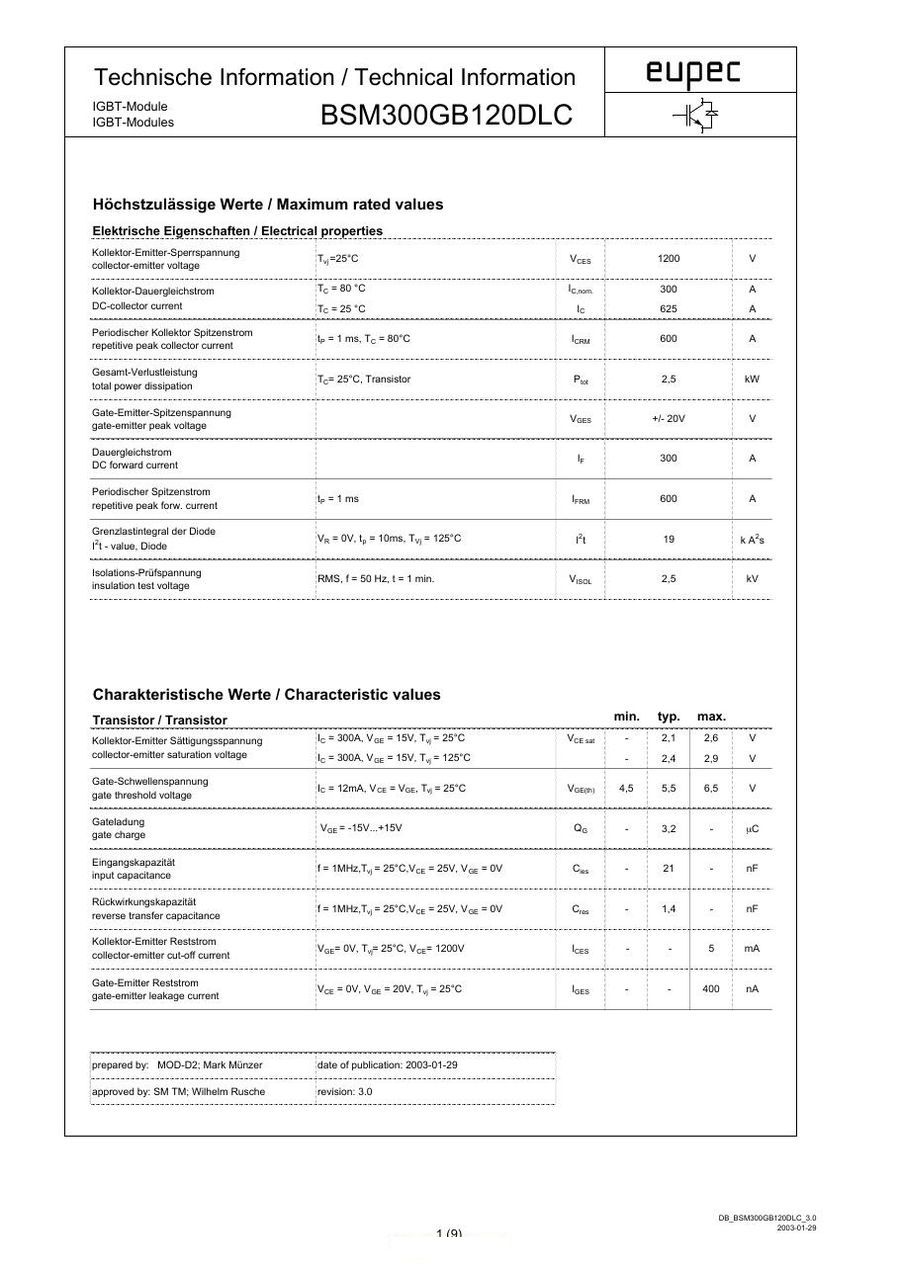 BSM300GB60DN2 Infineon IGBT Module