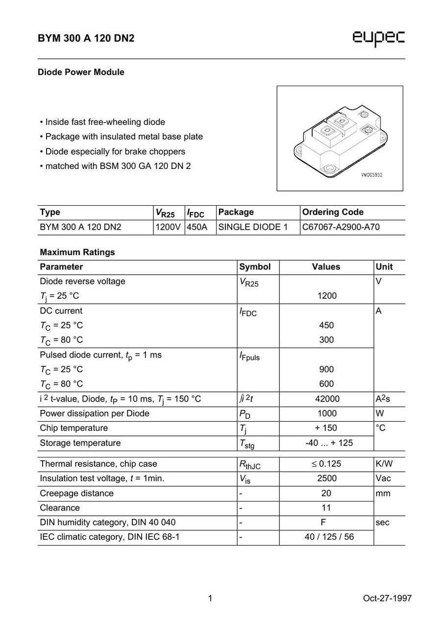 BYM300A120DN2 Infineon Diode Module