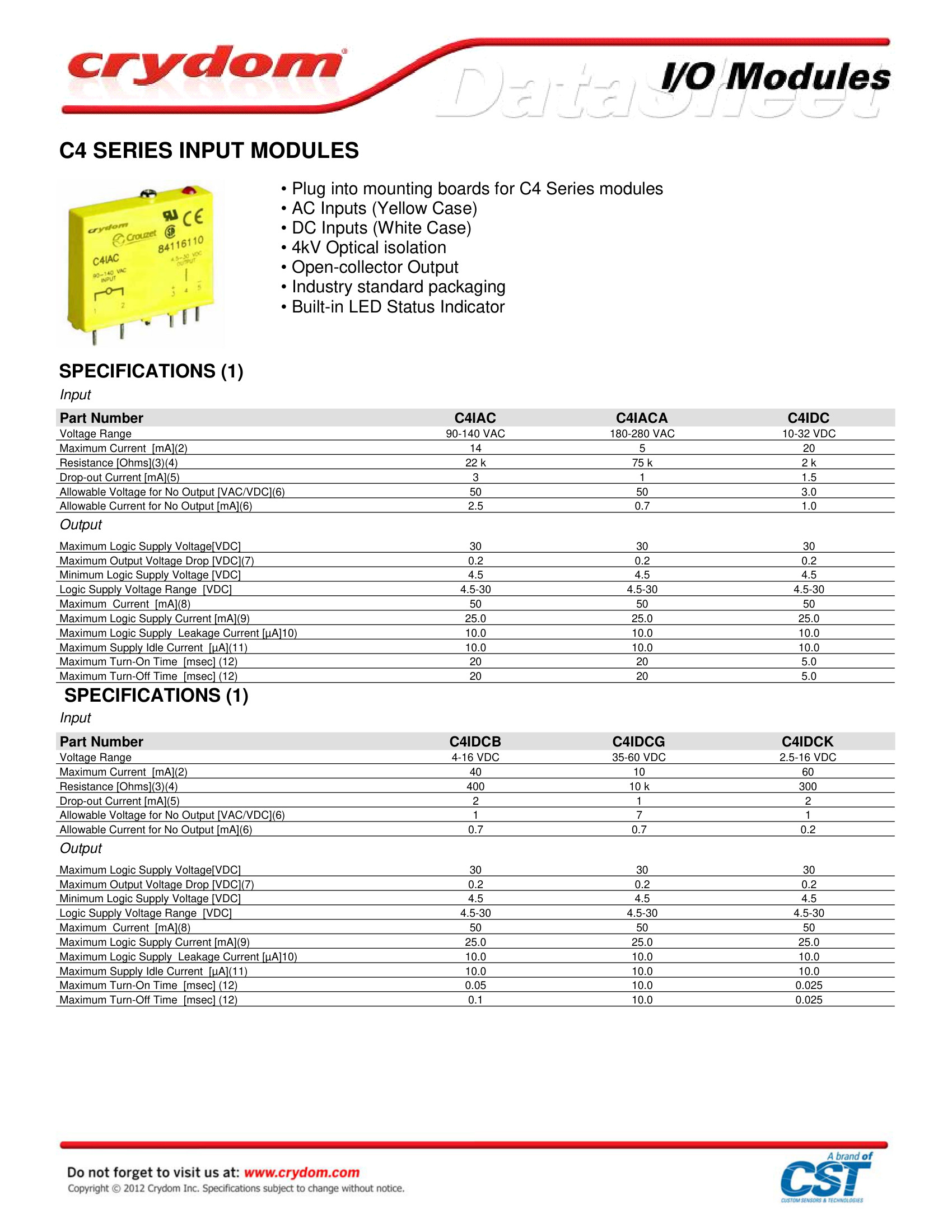 C4IDCB Crydom Solid State Relays & I/O Modules