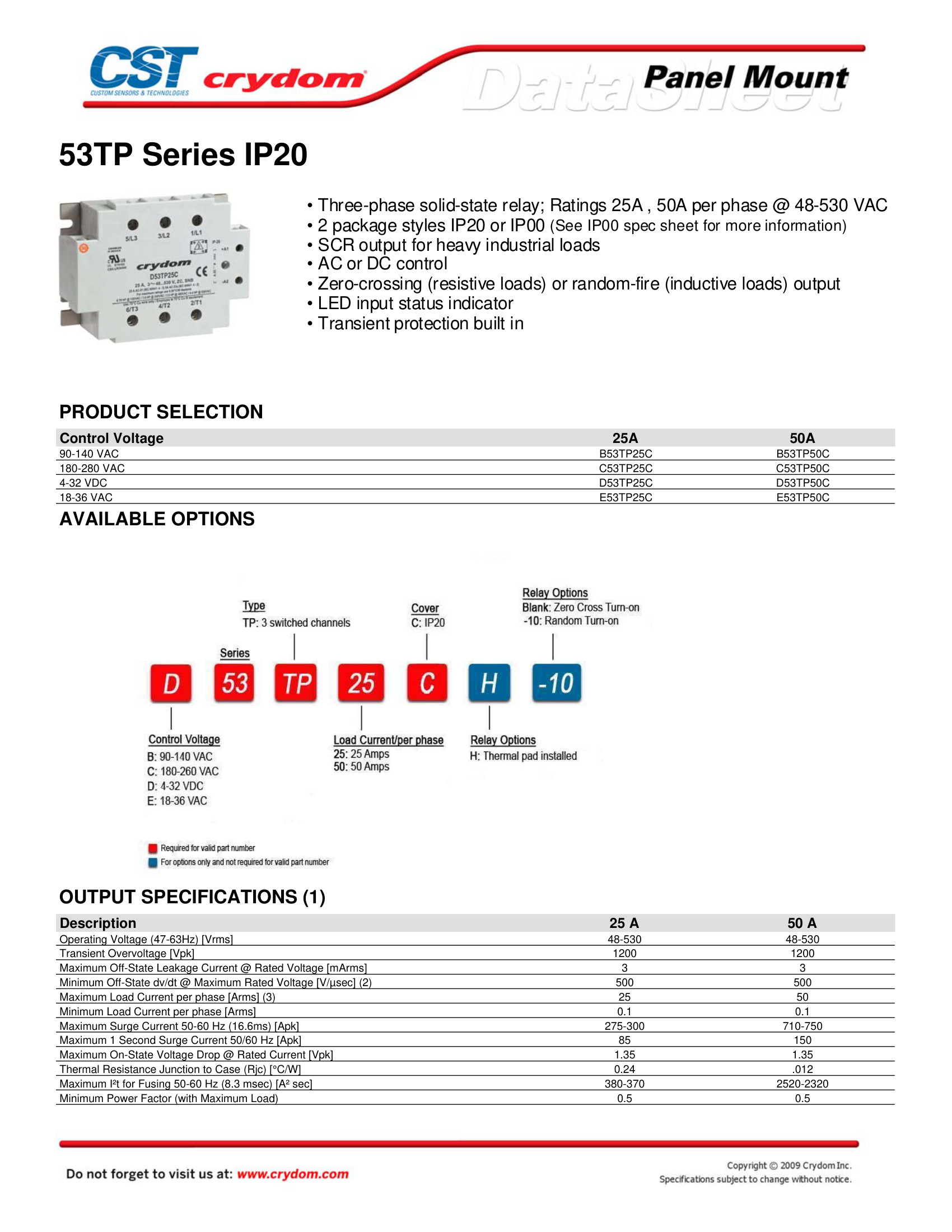 C53TP50C Crydom Solid State Relays & I/O Modules