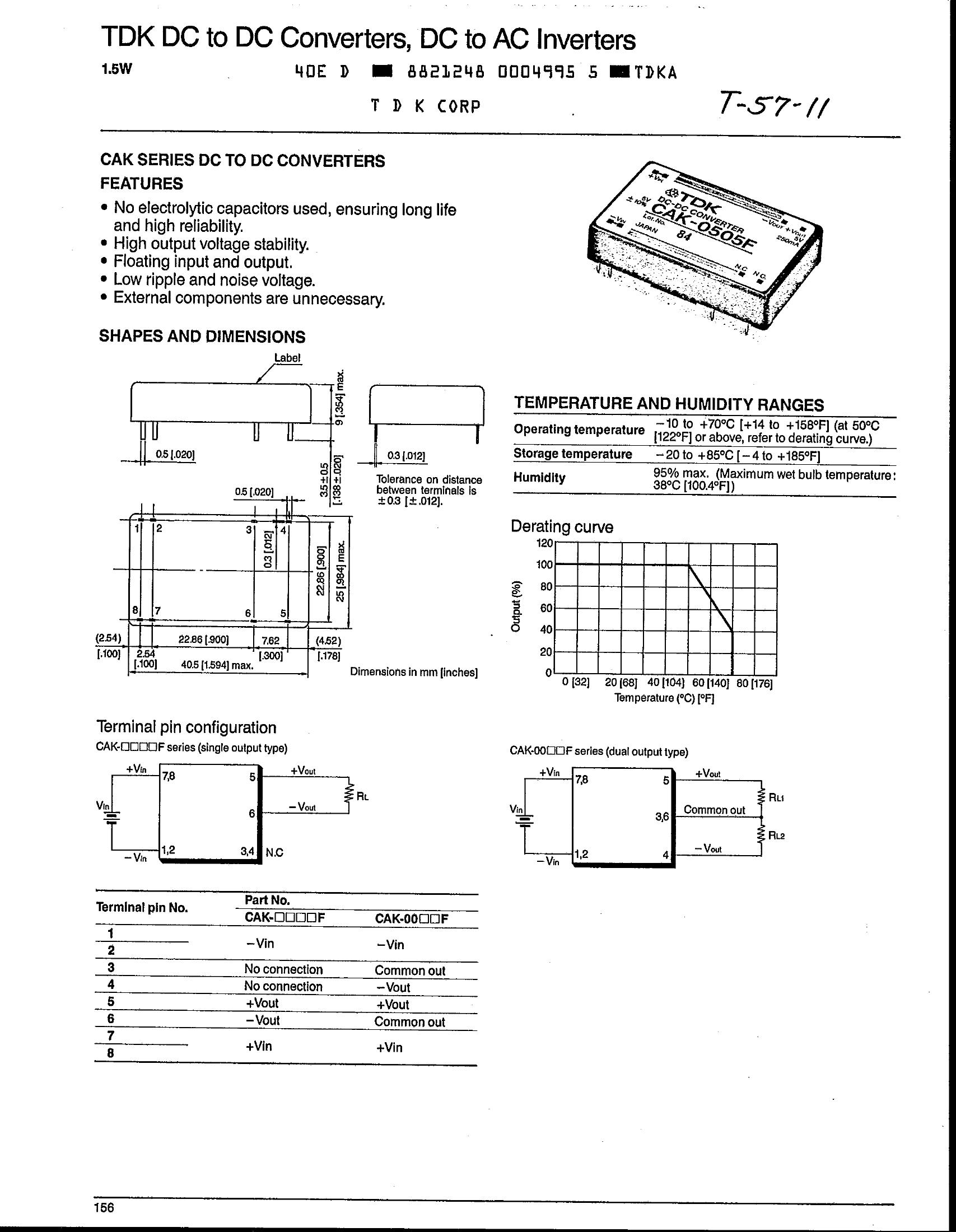 CAK001MF TDK-Lambda Power Supplies & DC-DC Converters