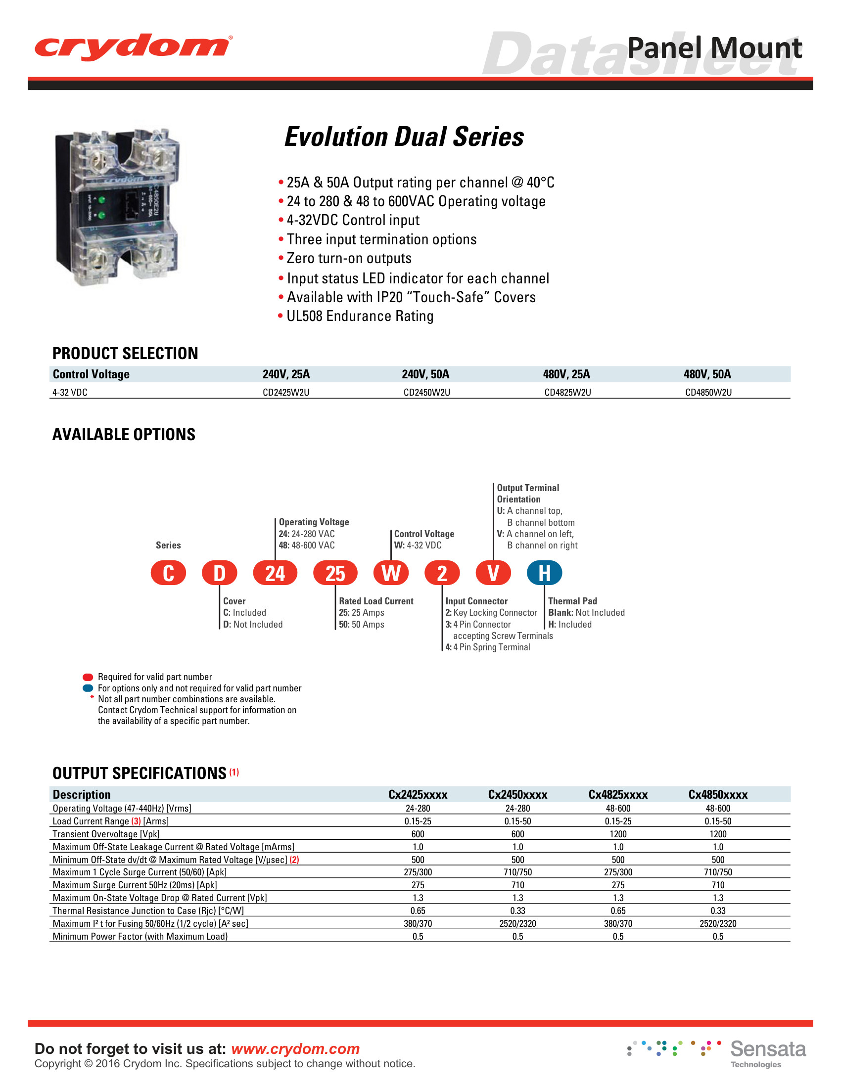 CC2425W3V Crydom Solid State Relays & I/O Modules