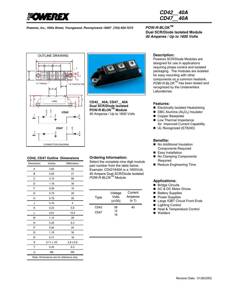 CD471240 Mitsubishi Thyristor & SCR Modules