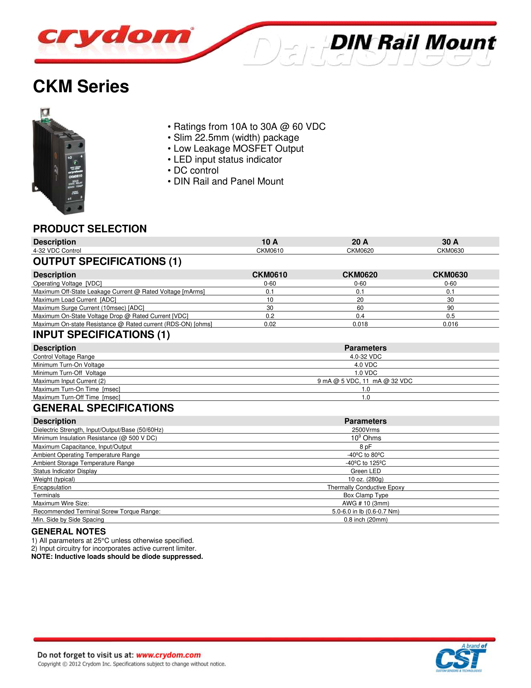 CKM0610 Crydom Solid State Relays & I/O Modules
