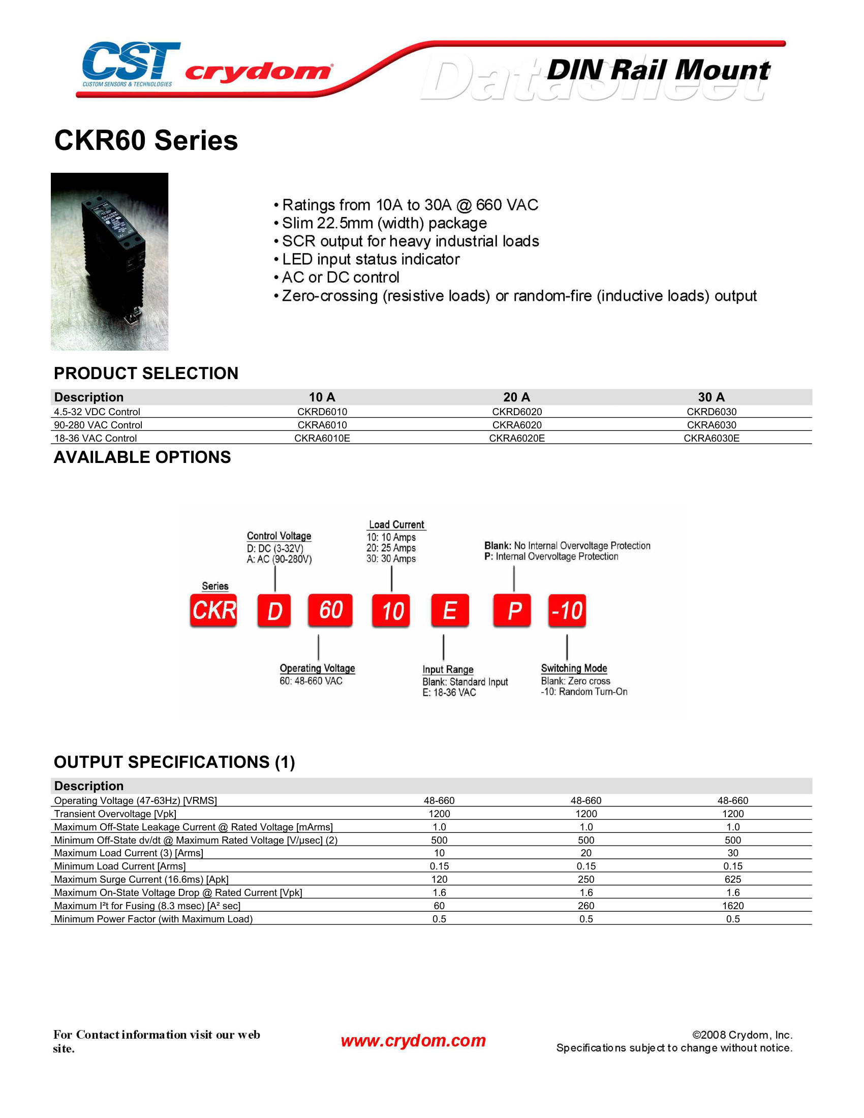 CKRD6030 Crydom Solid State Relays & I/O Modules
