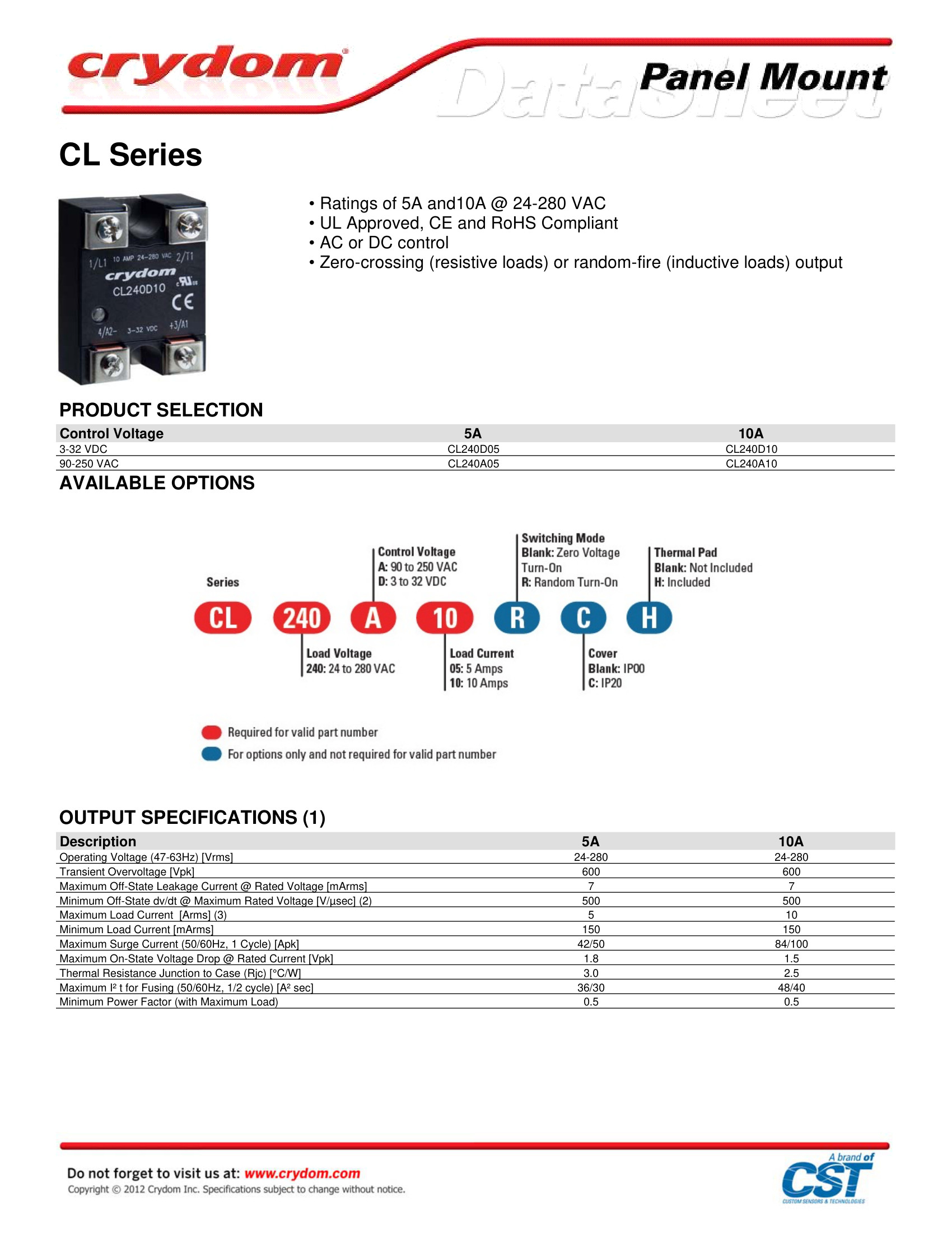 CL240A05C Crydom Solid State Relays & I/O Modules