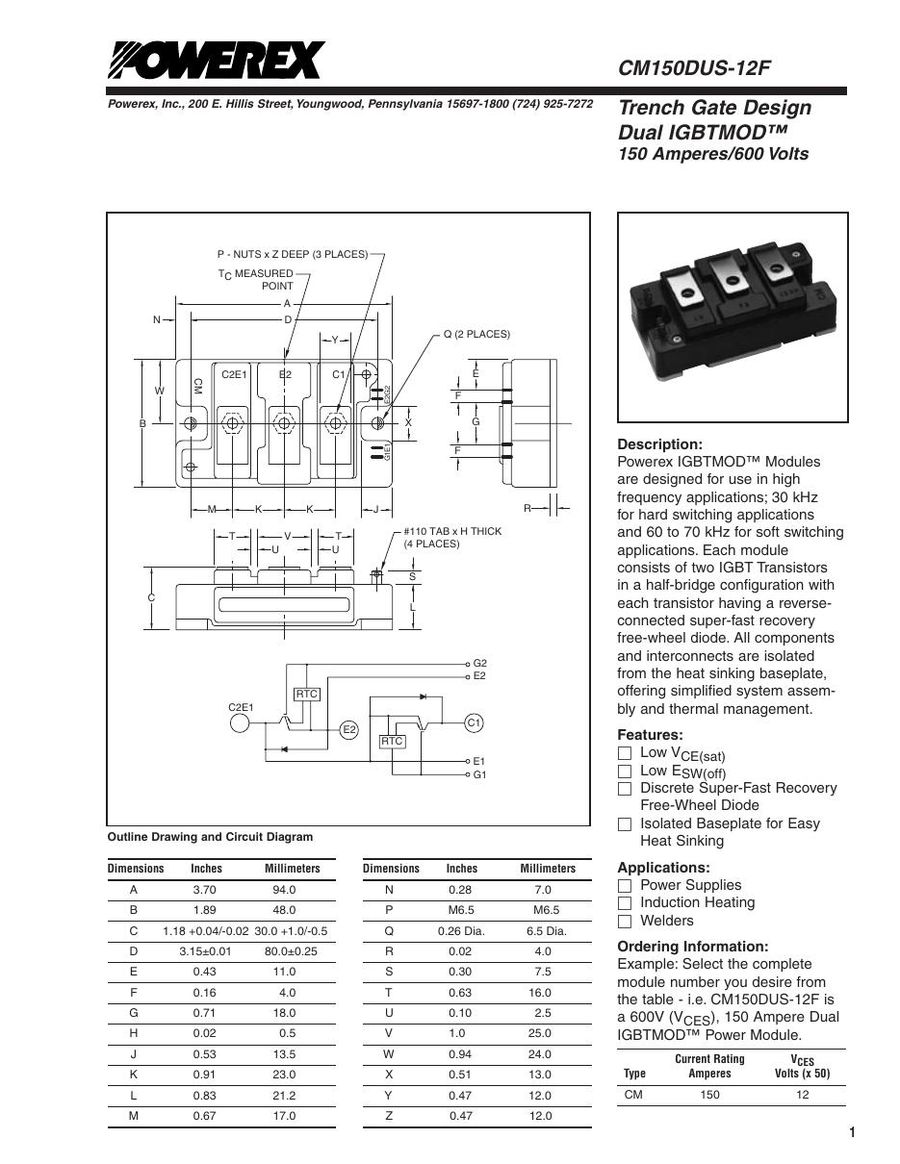 CM150DUS-12F Mitsubishi IGBT Modules