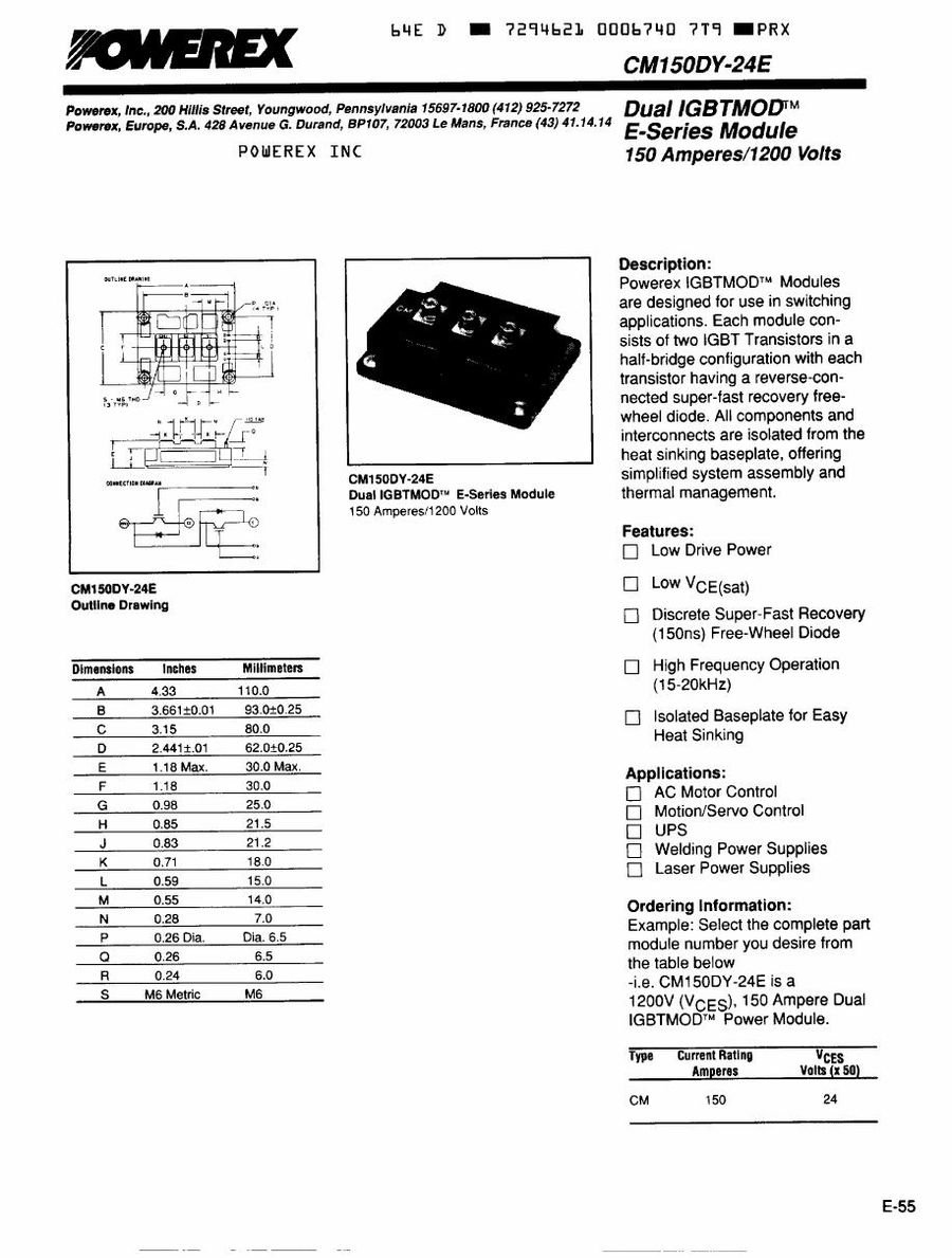 CM150DY-24E Mitsubishi IGBT Modules