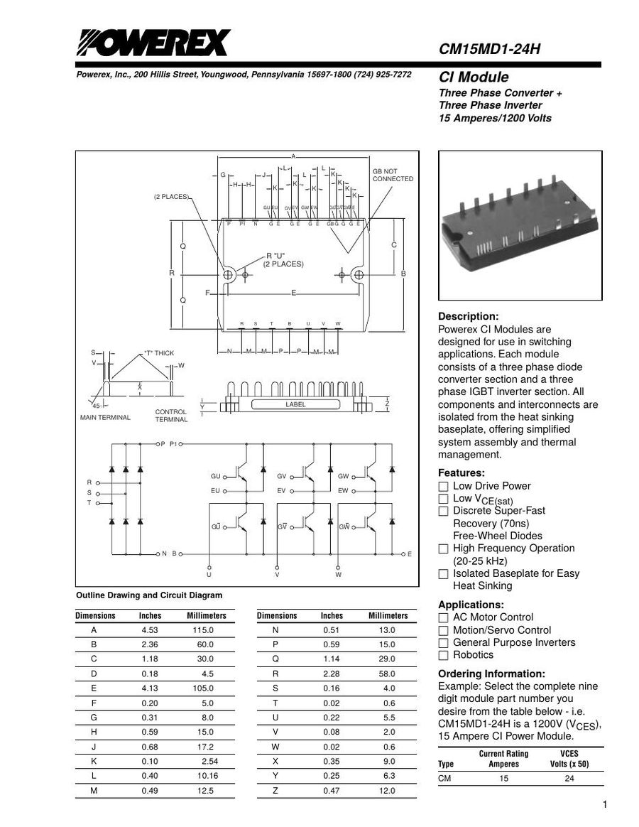 CM15MD1-24H Mitsubishi IGBT Modules