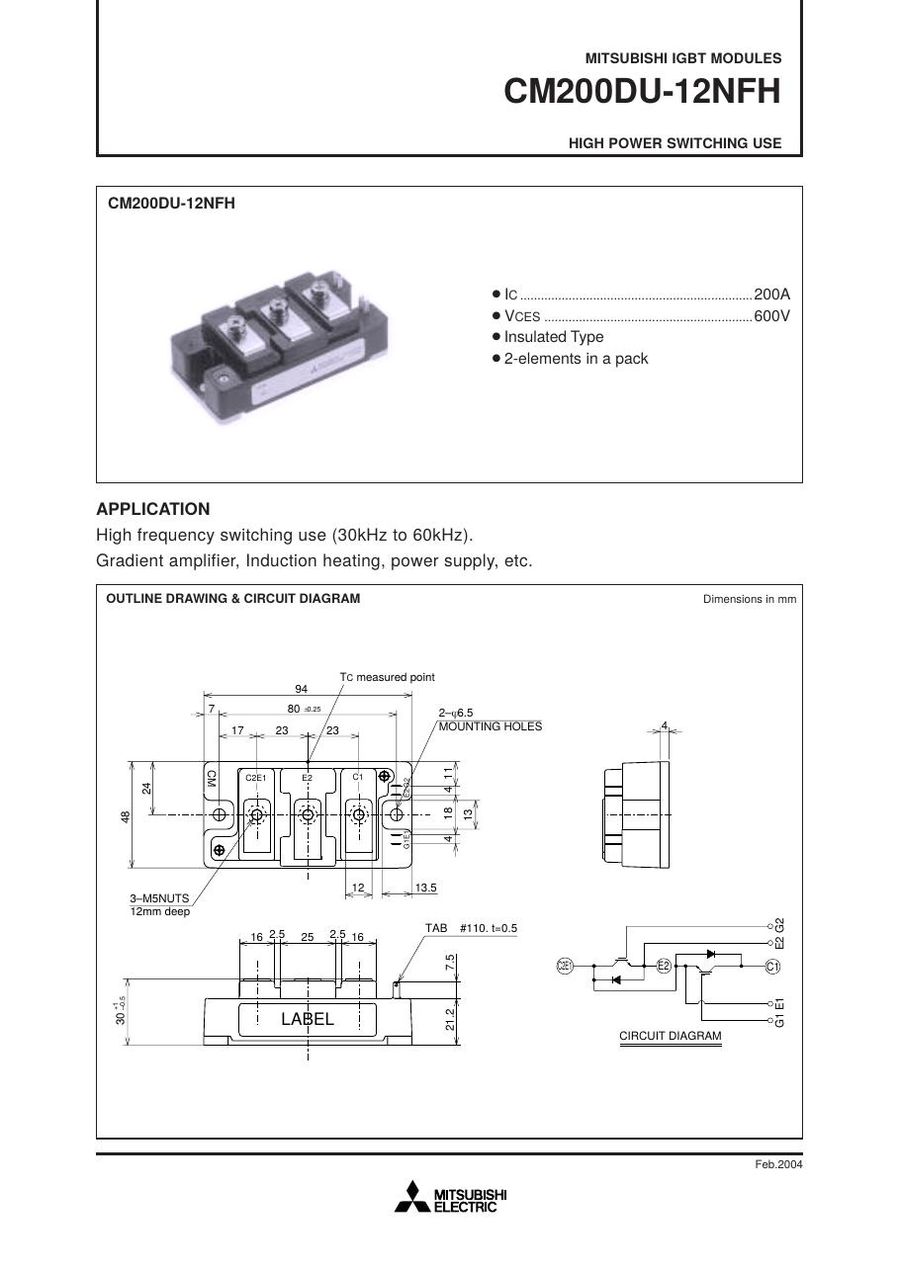 CM200DU-12NFH Mitsubishi IGBT Modules