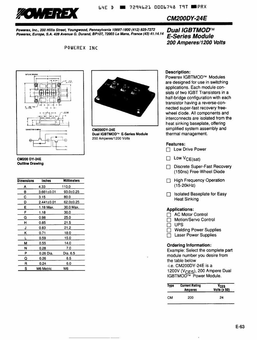 CM200DY-24E Mitsubishi IGBT Modules