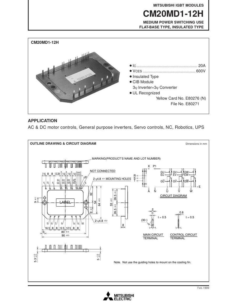 CM20MD3-12H, Mitsubishi, Power Transistor Module
