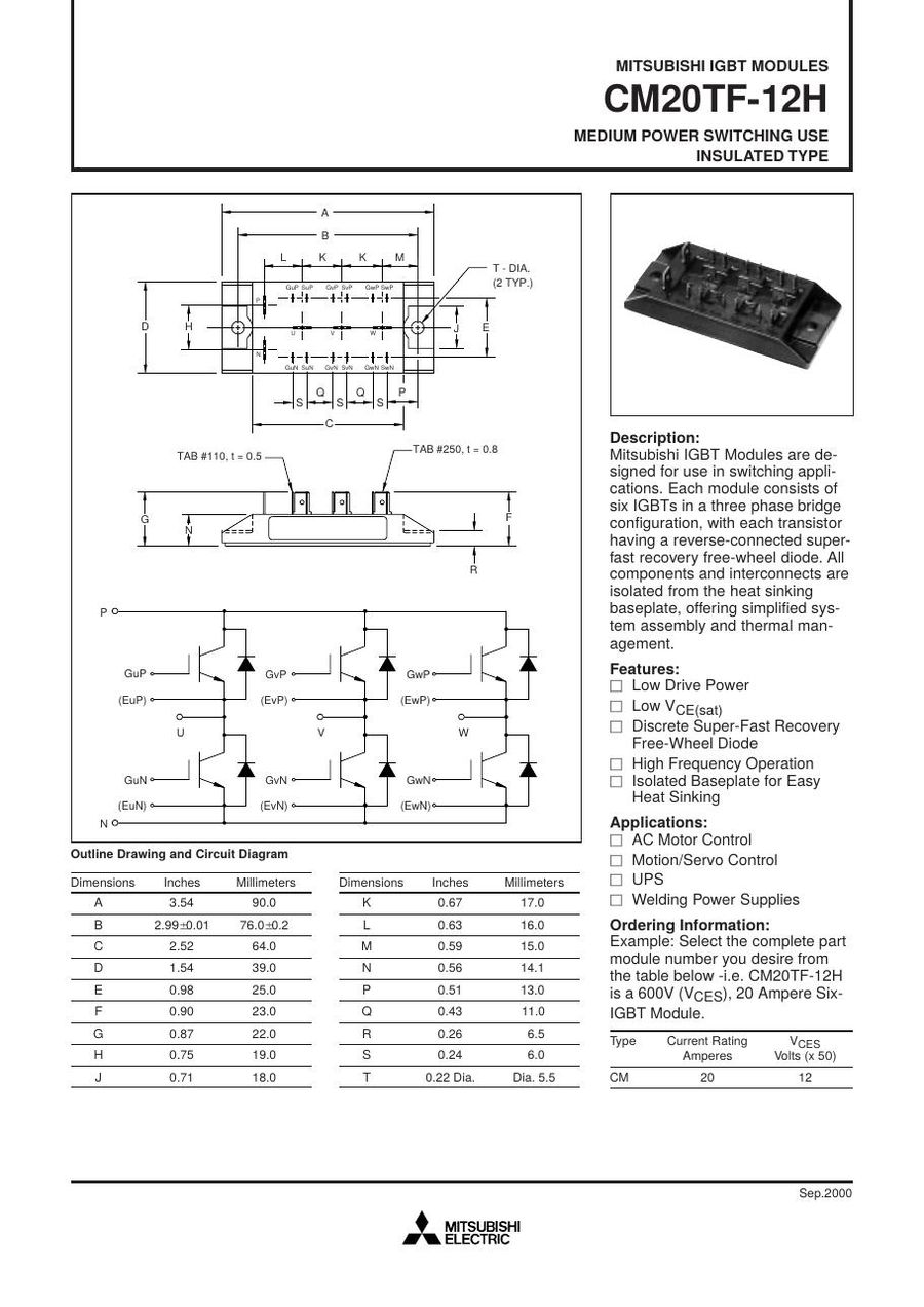 CM20TF-12H, Mitsubishi, Power Transistor Module