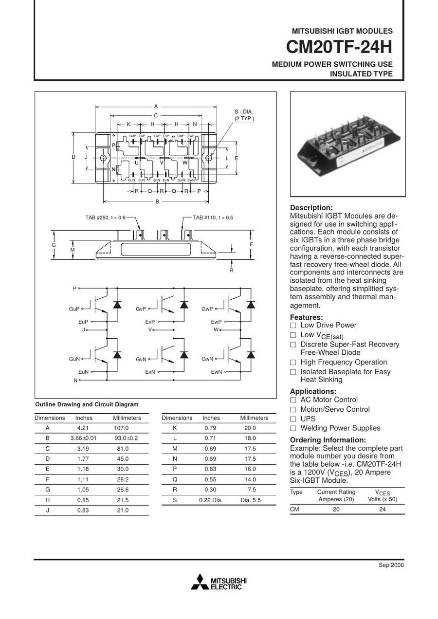 CM20TF-24h IGBT POWER TRANSISTOR MODULE from Mitsubishi