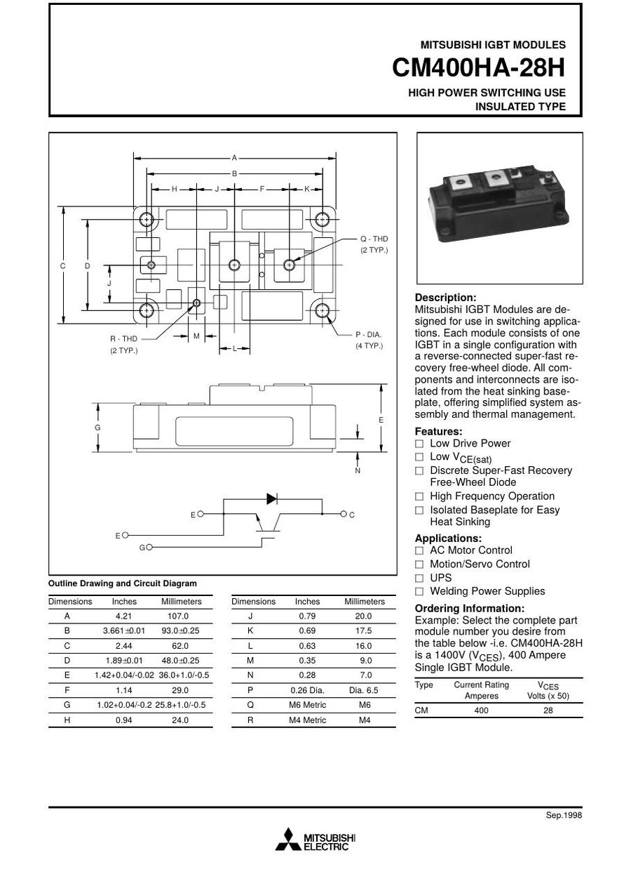 CM400HA-28H Mitsubishi IGBT Modules