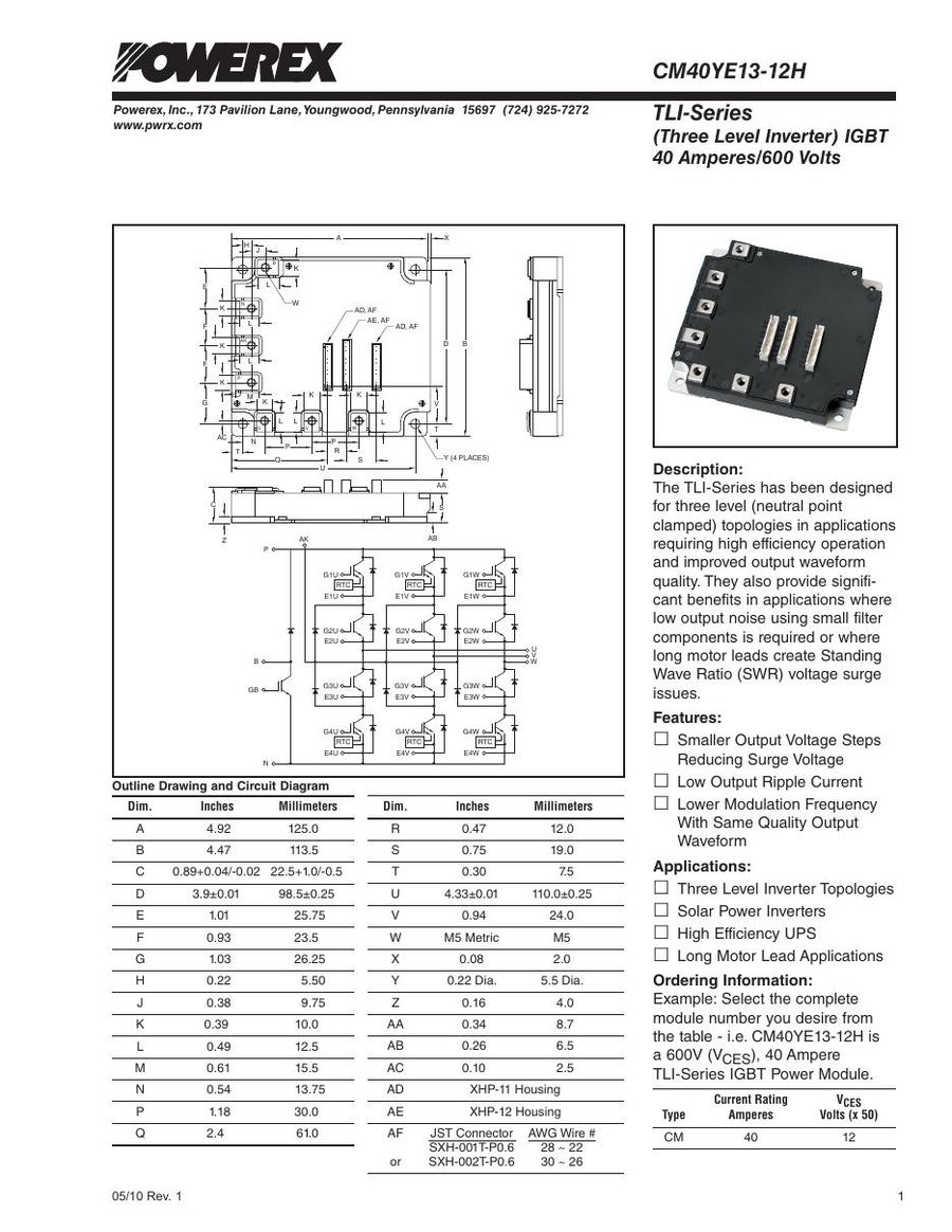 CM40YE13-12H, Mitsubishi, Power Transistor Module