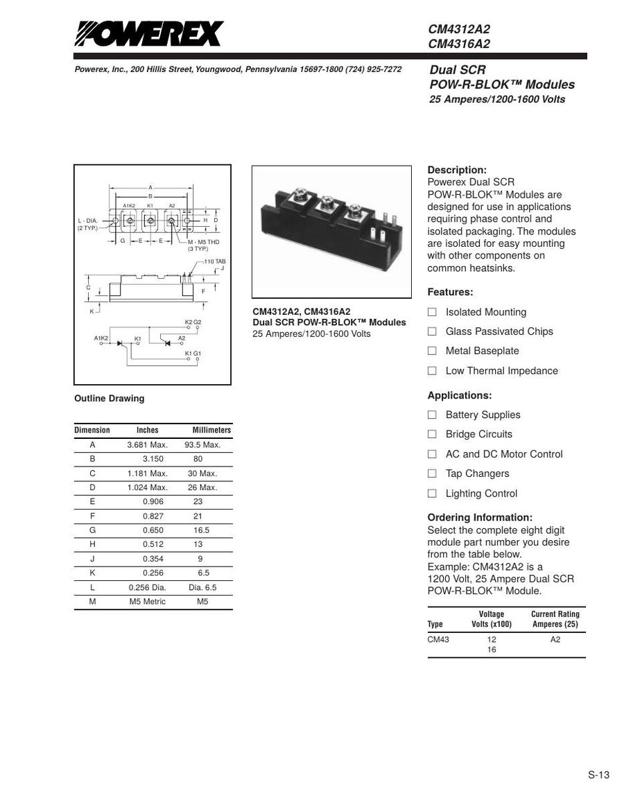 CM4312A2, Mitsubishi, Power Transistor Module