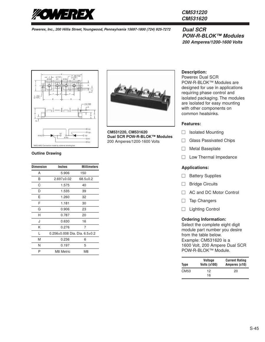 CM531620, Mitsubishi,  Power Transistor Module