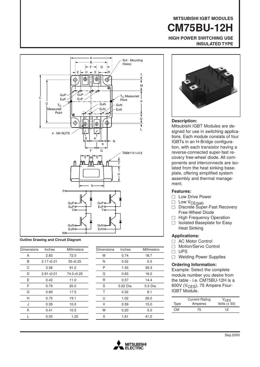 CM75BU-12H Mitsubishi IGBT Modules